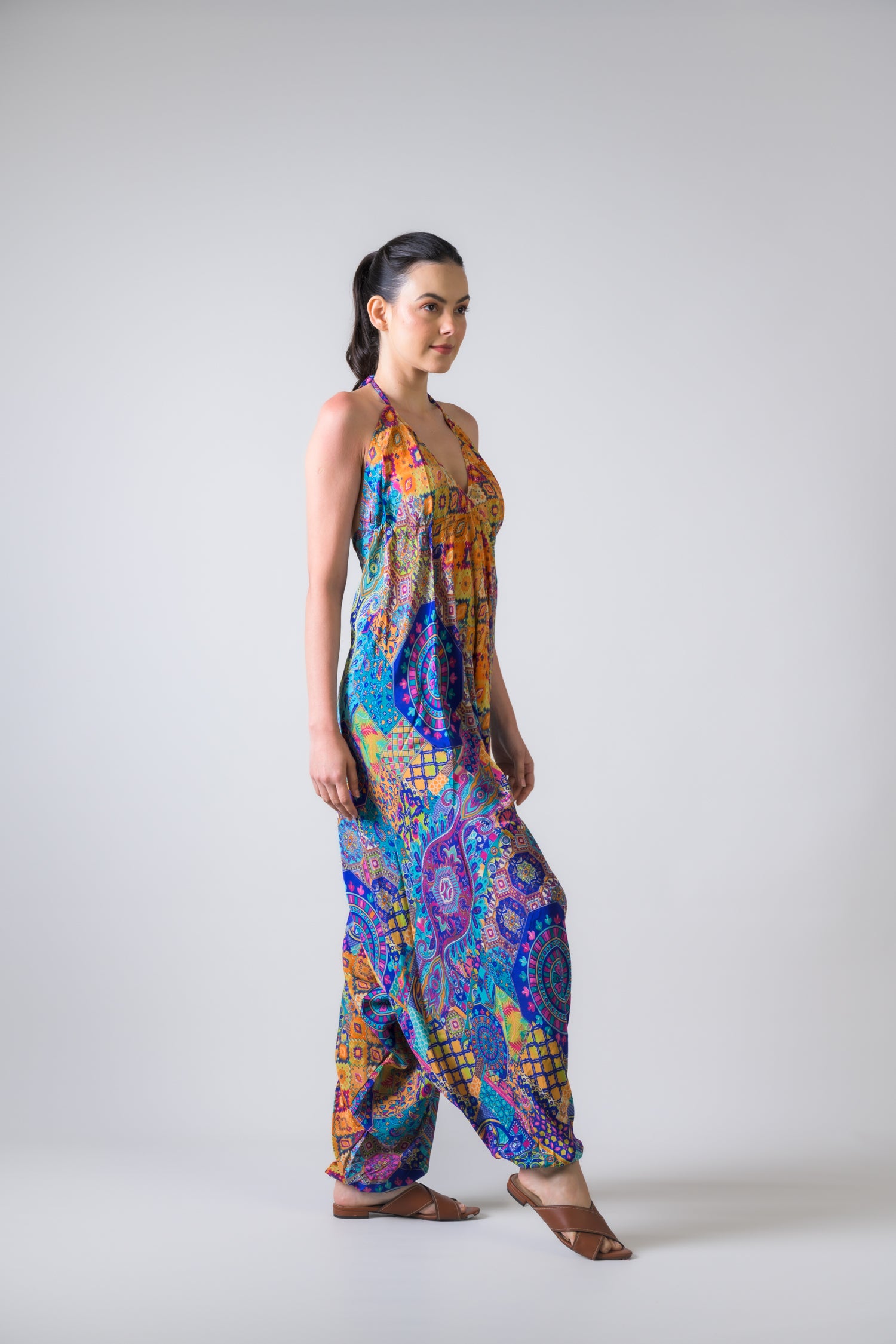 Rhea Boho Print Harem Jumpsuit Assorted / One Size
