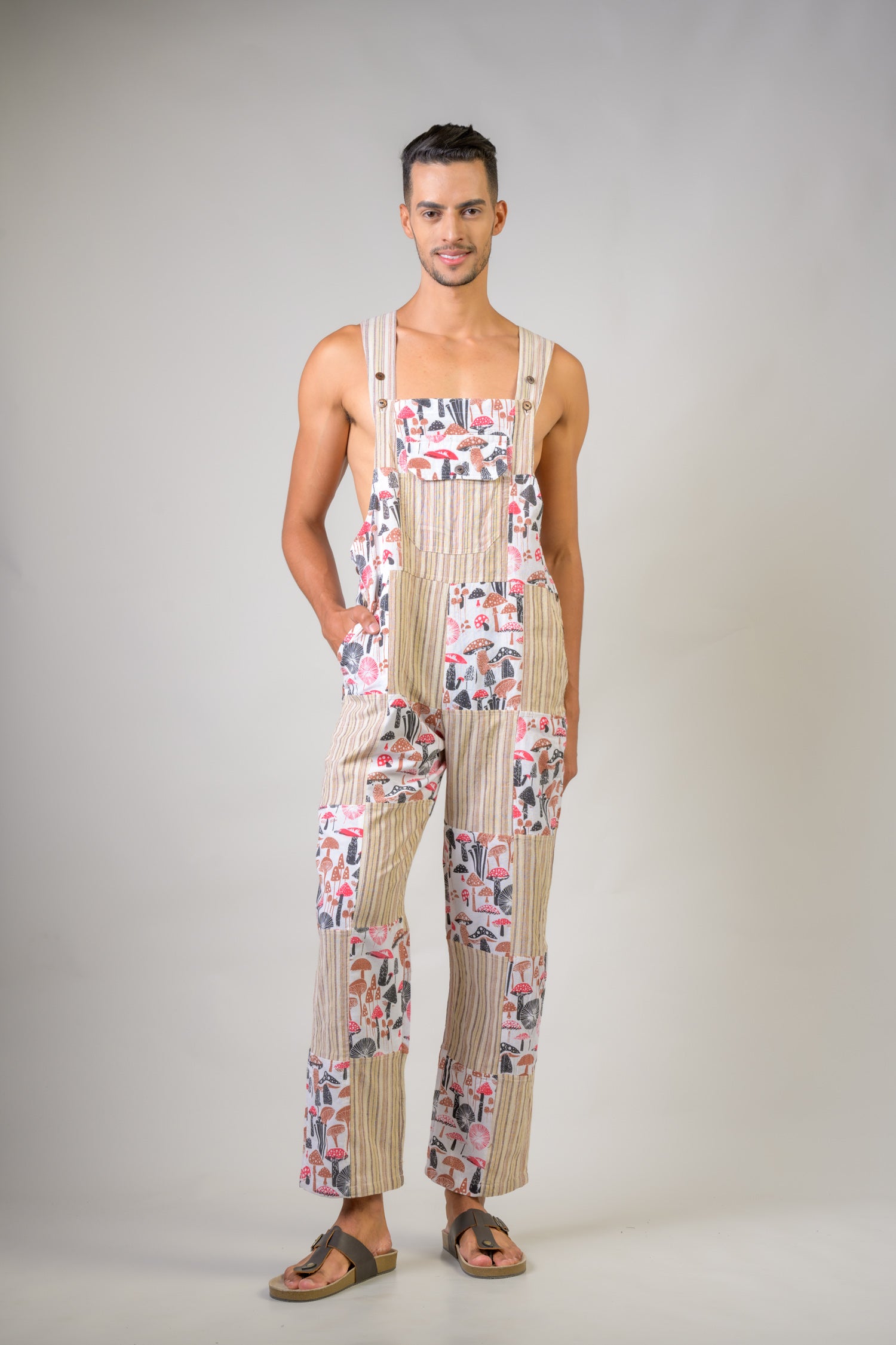 Rhea Stripe and Mushroom Jumper Beige / Small