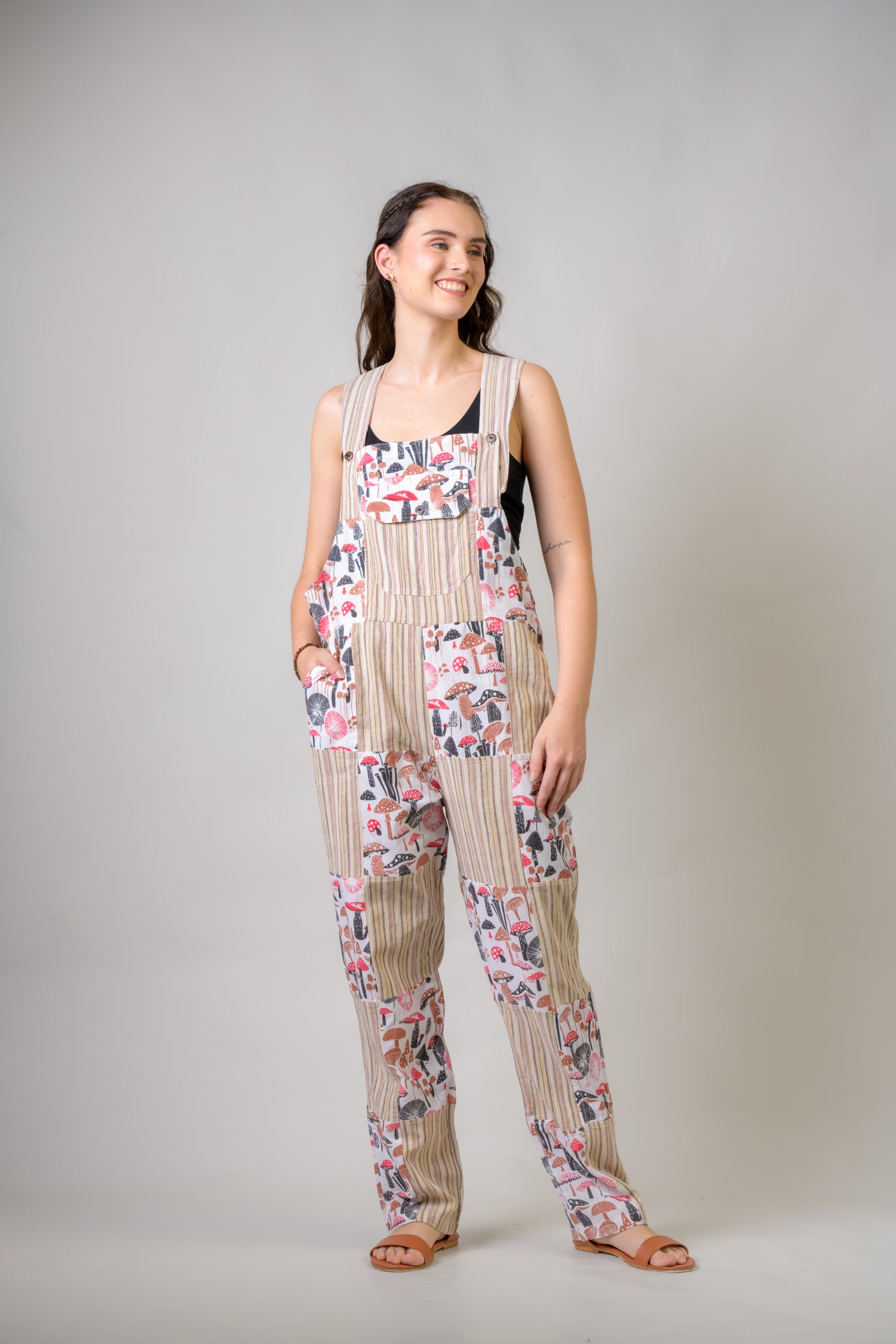 Rhea Stripe and Mushroom Jumper Beige / Large