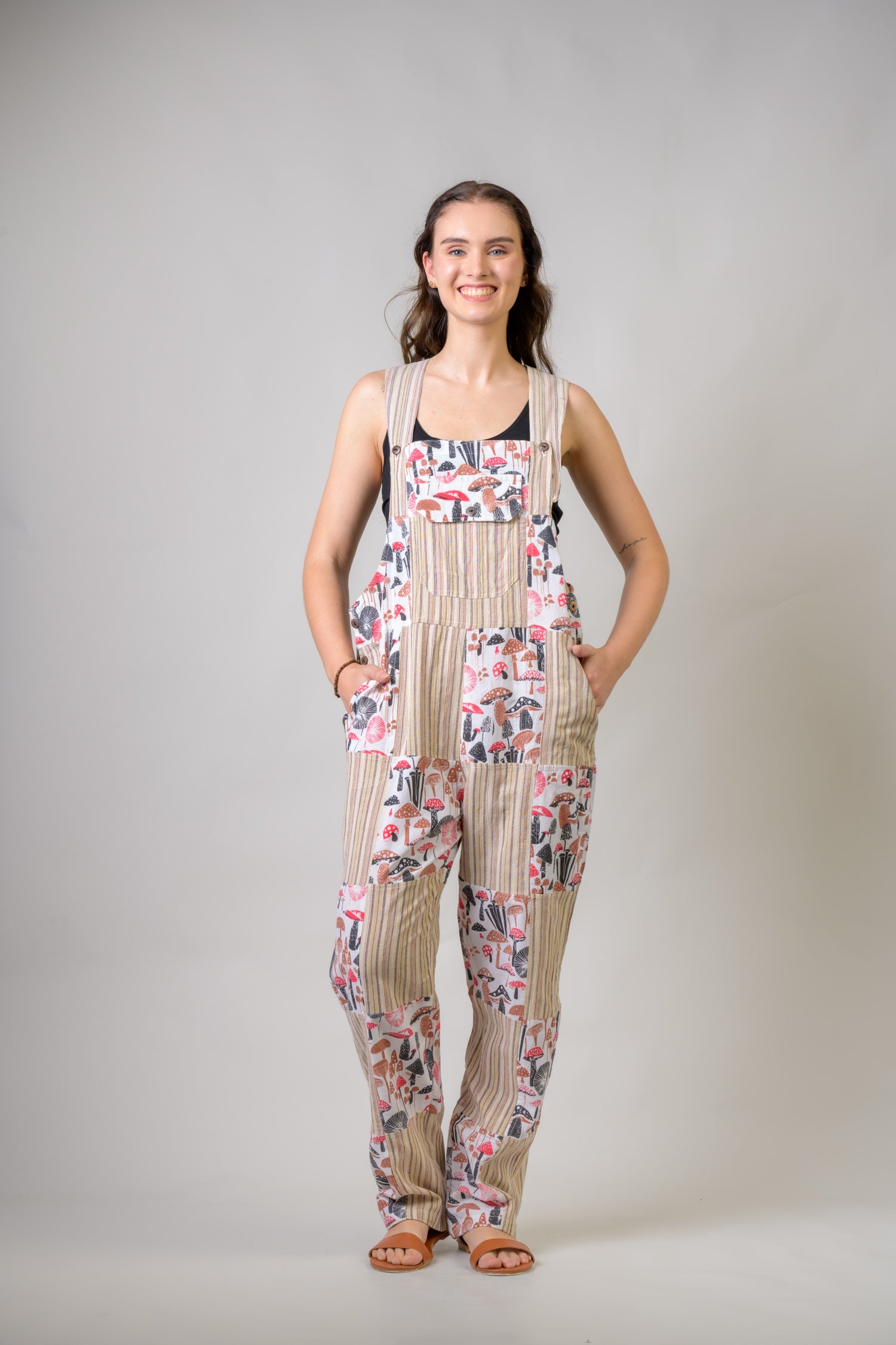 Rhea Stripe and Mushroom Jumper Beige / Large