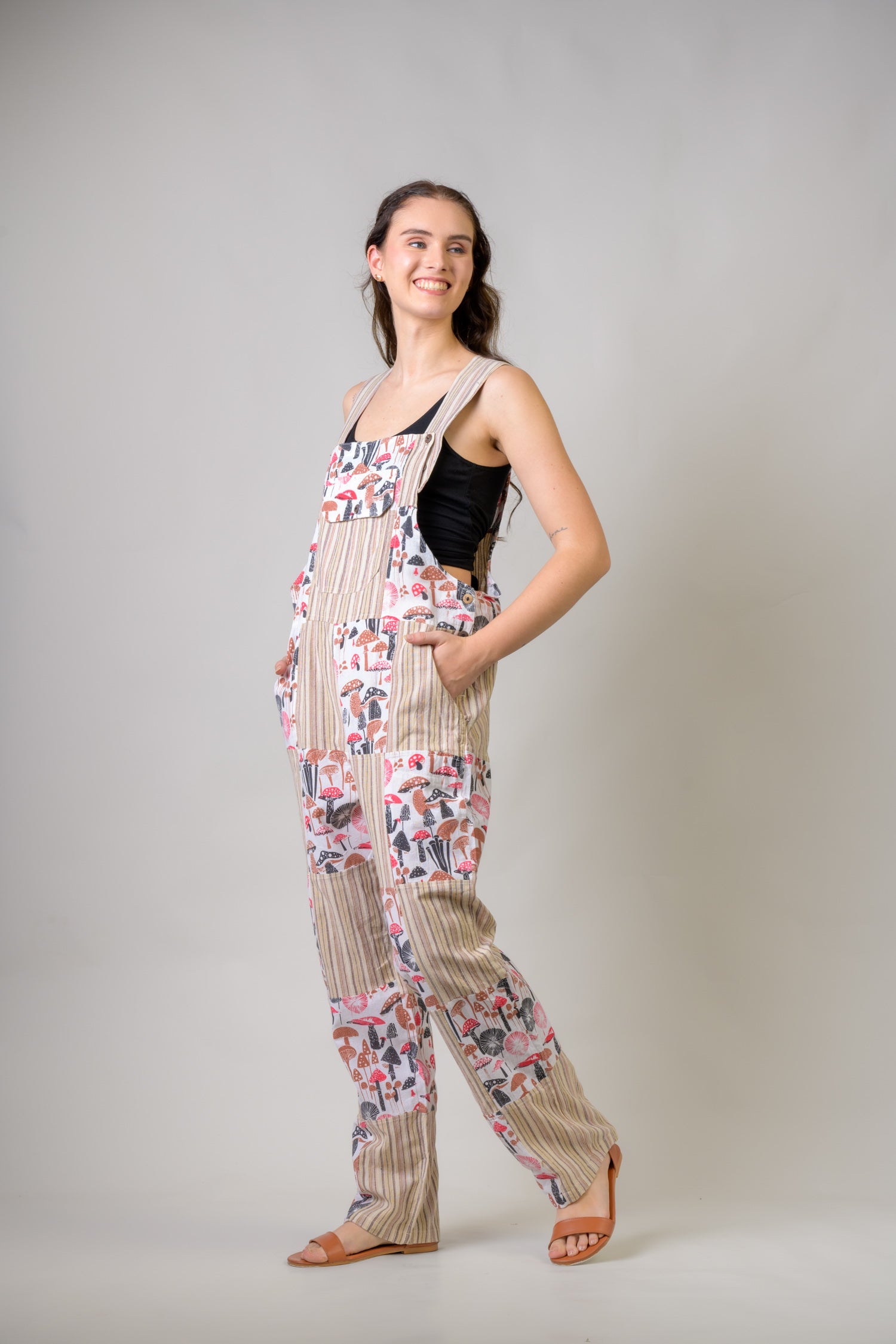 Rhea Stripe and Mushroom Jumper Beige / Large