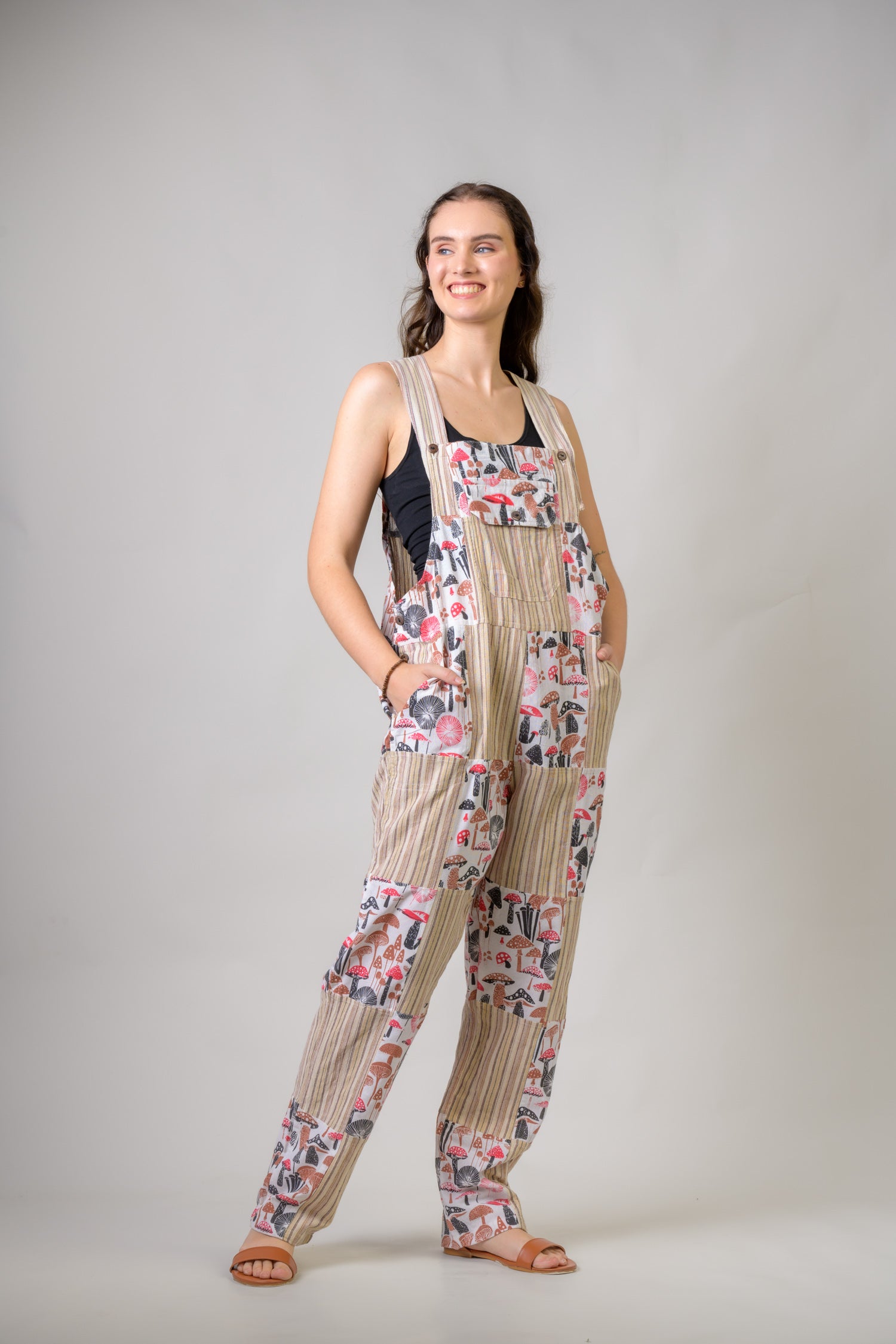 Rhea Stripe and Mushroom Jumper Beige / Large