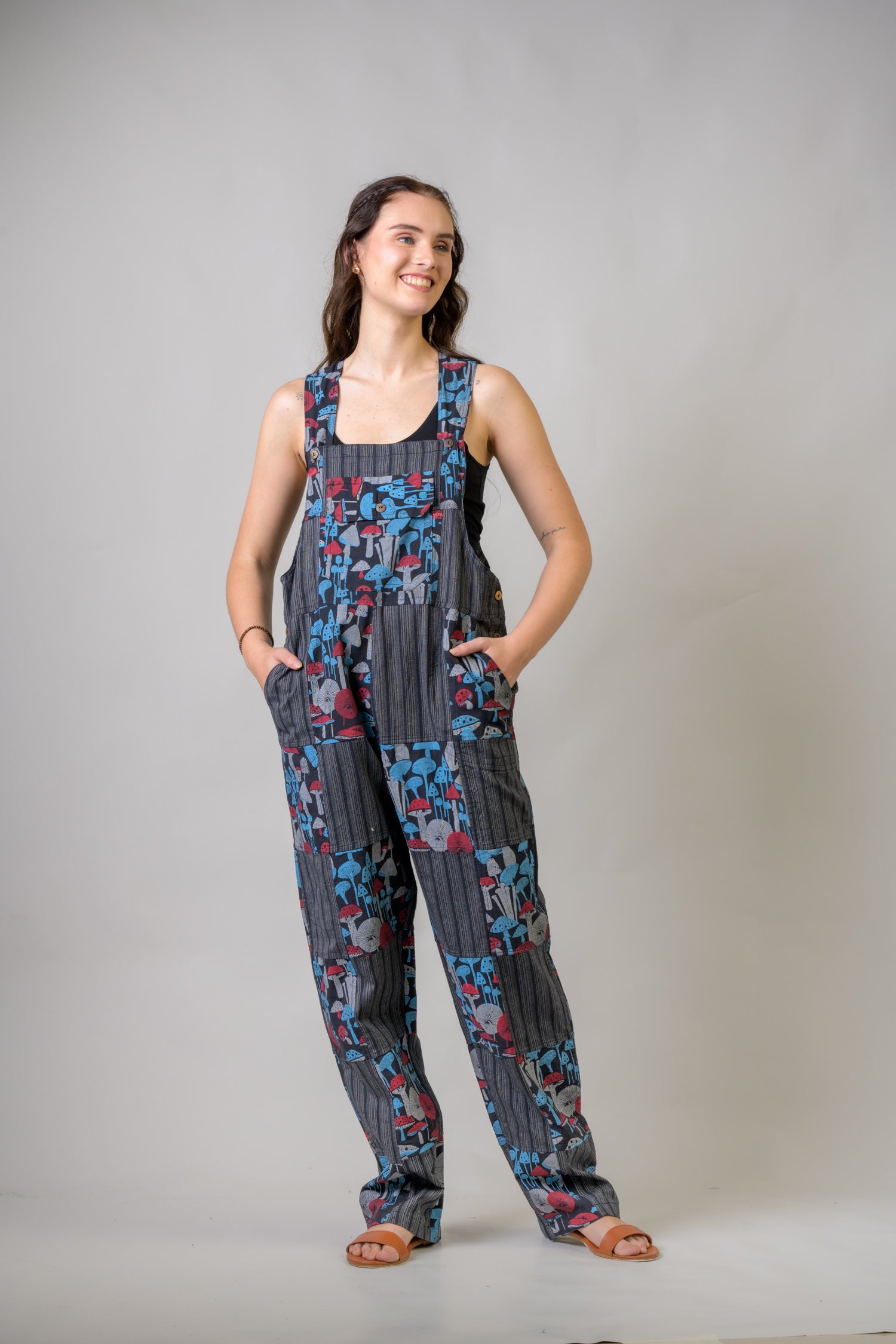 Rhea Stripe and Mushroom Jumper Black / Large