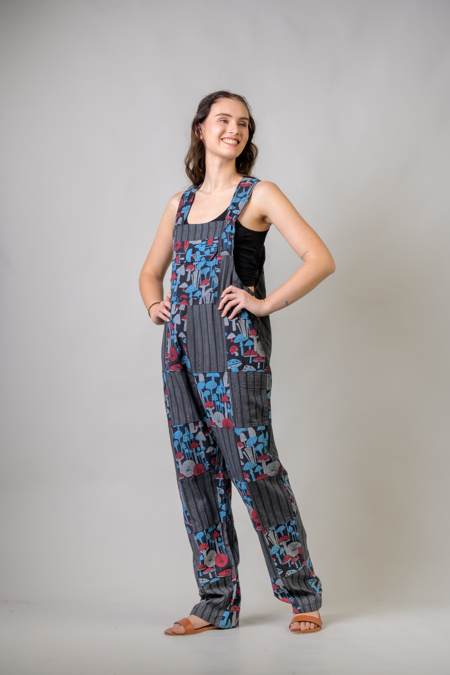 Rhea Stripe and Mushroom Jumper Black / Large