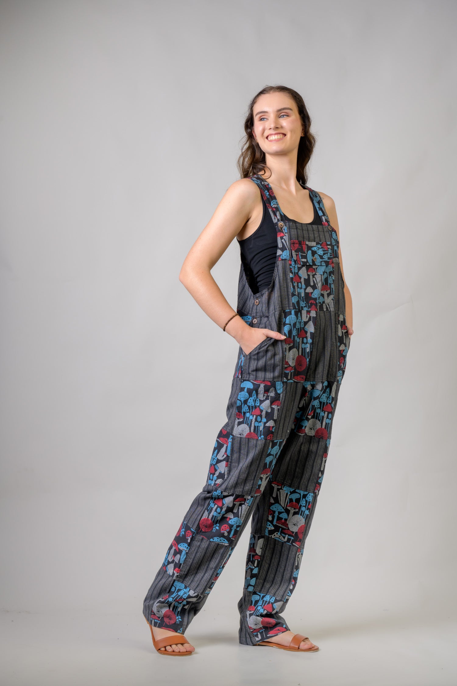 Rhea Stripe and Mushroom Jumper Black / Large