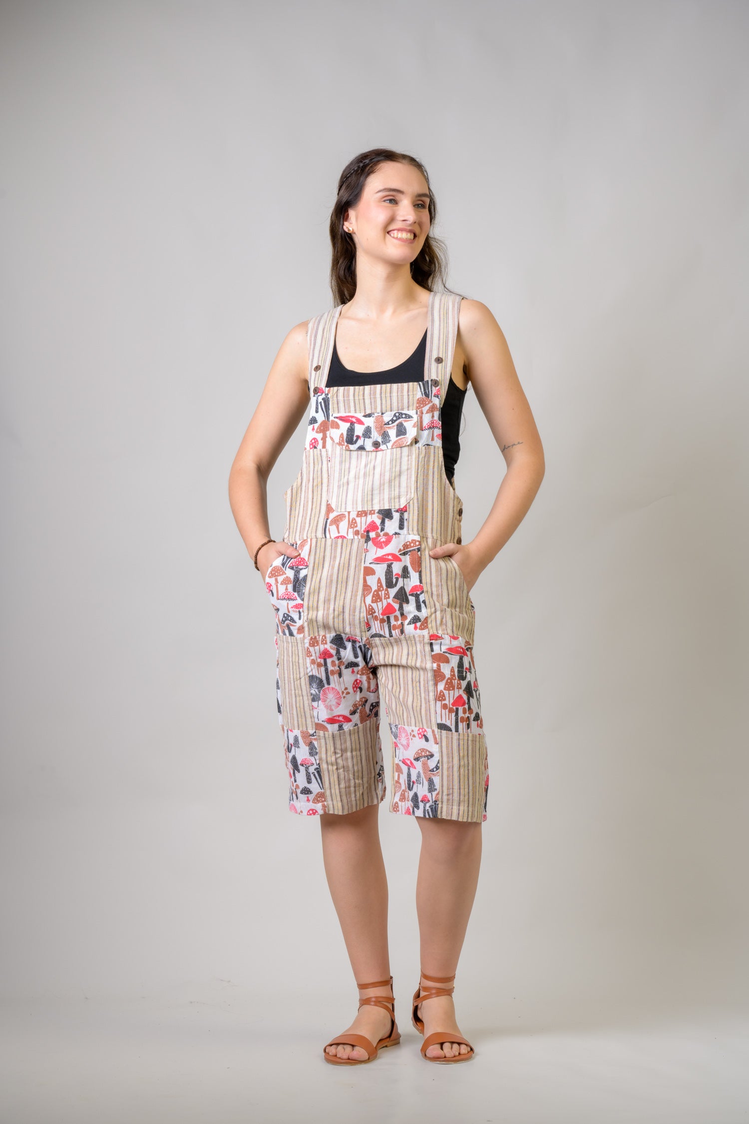 Rhea Stripe and Mushroom Short Jumper Black / Small