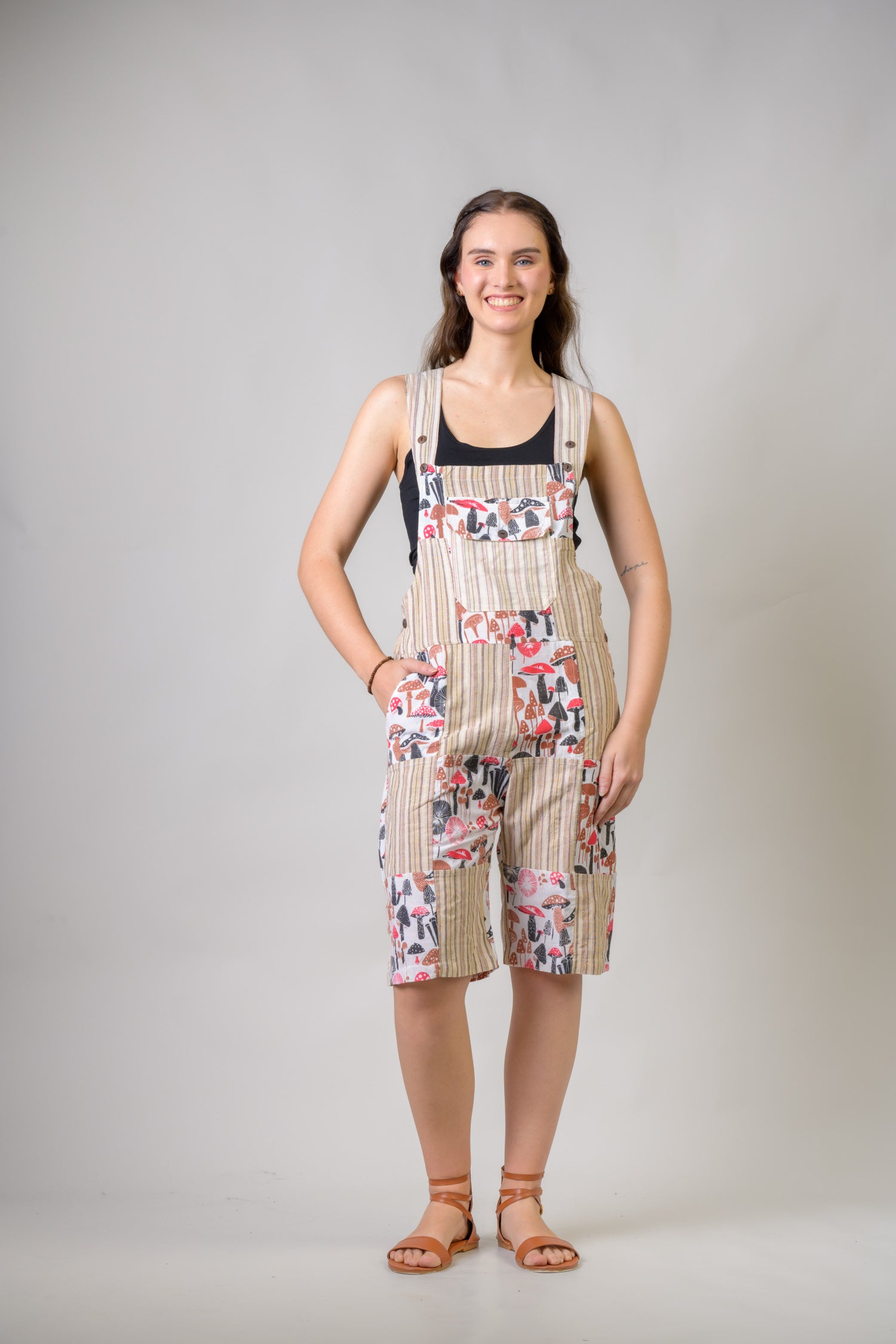 Rhea Stripe and Mushroom Short Jumper Black / Small