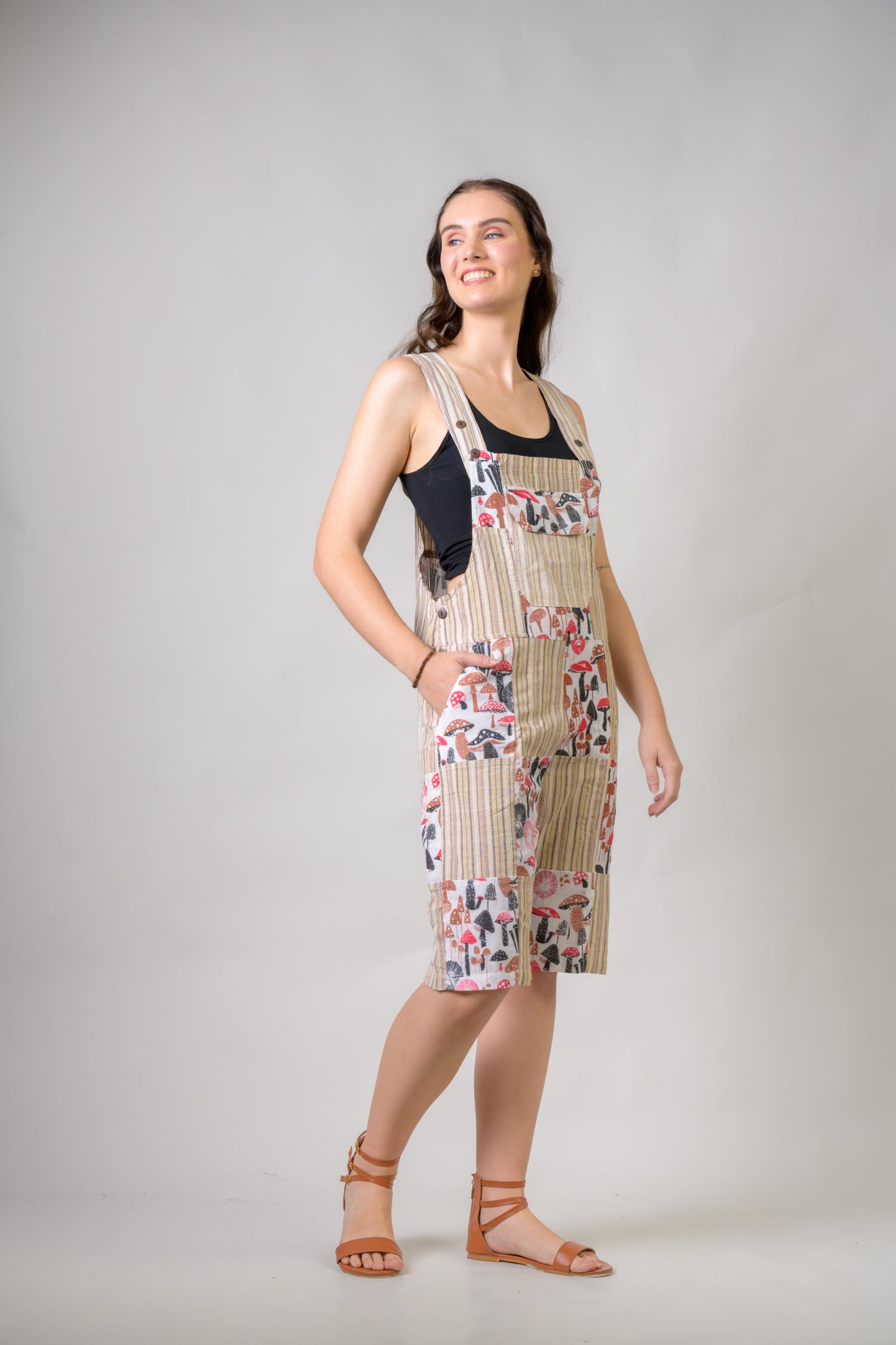 Rhea Stripe and Mushroom Short Jumper Black / Small