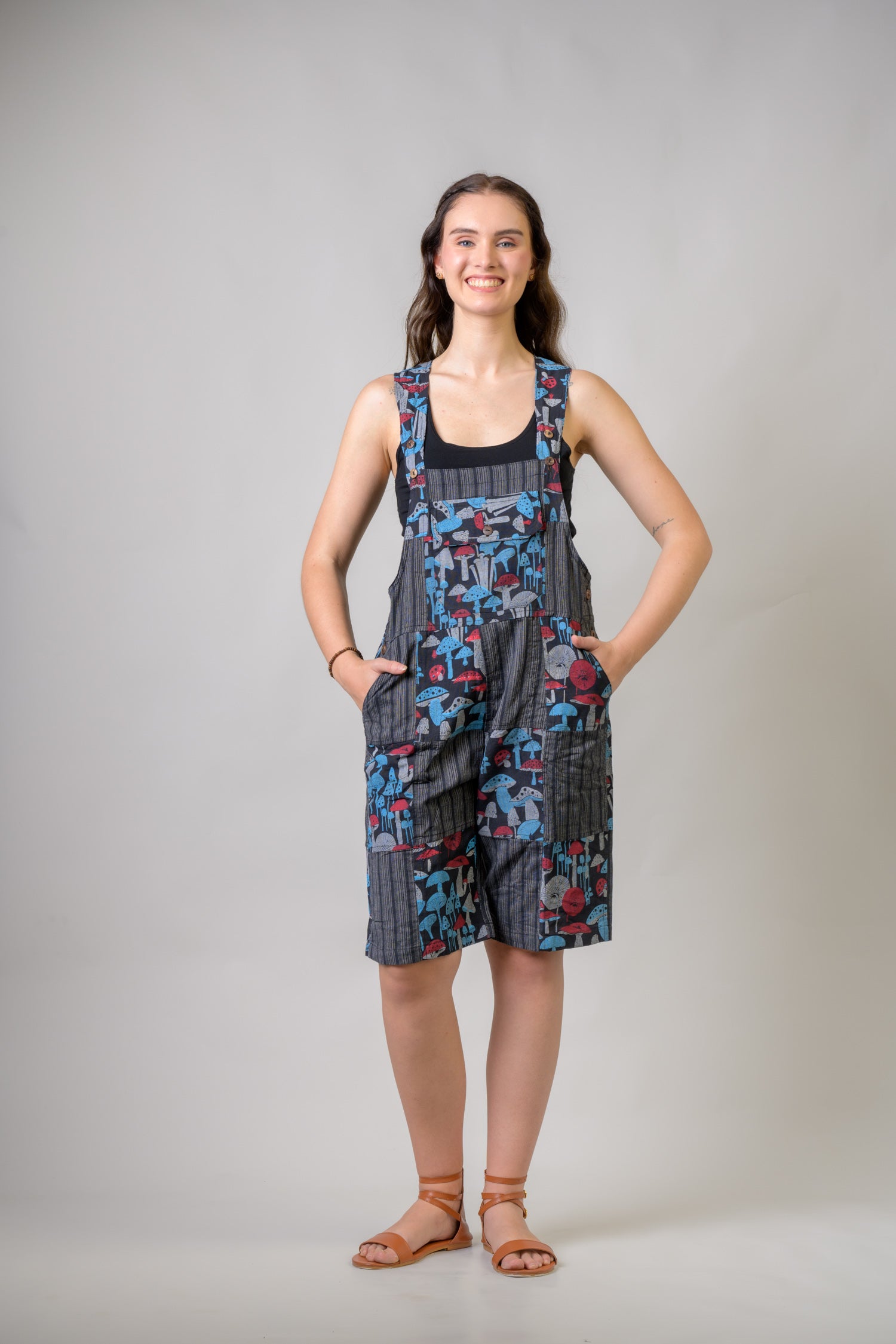 Rhea Stripe and Mushroom Short Jumper Black / Small