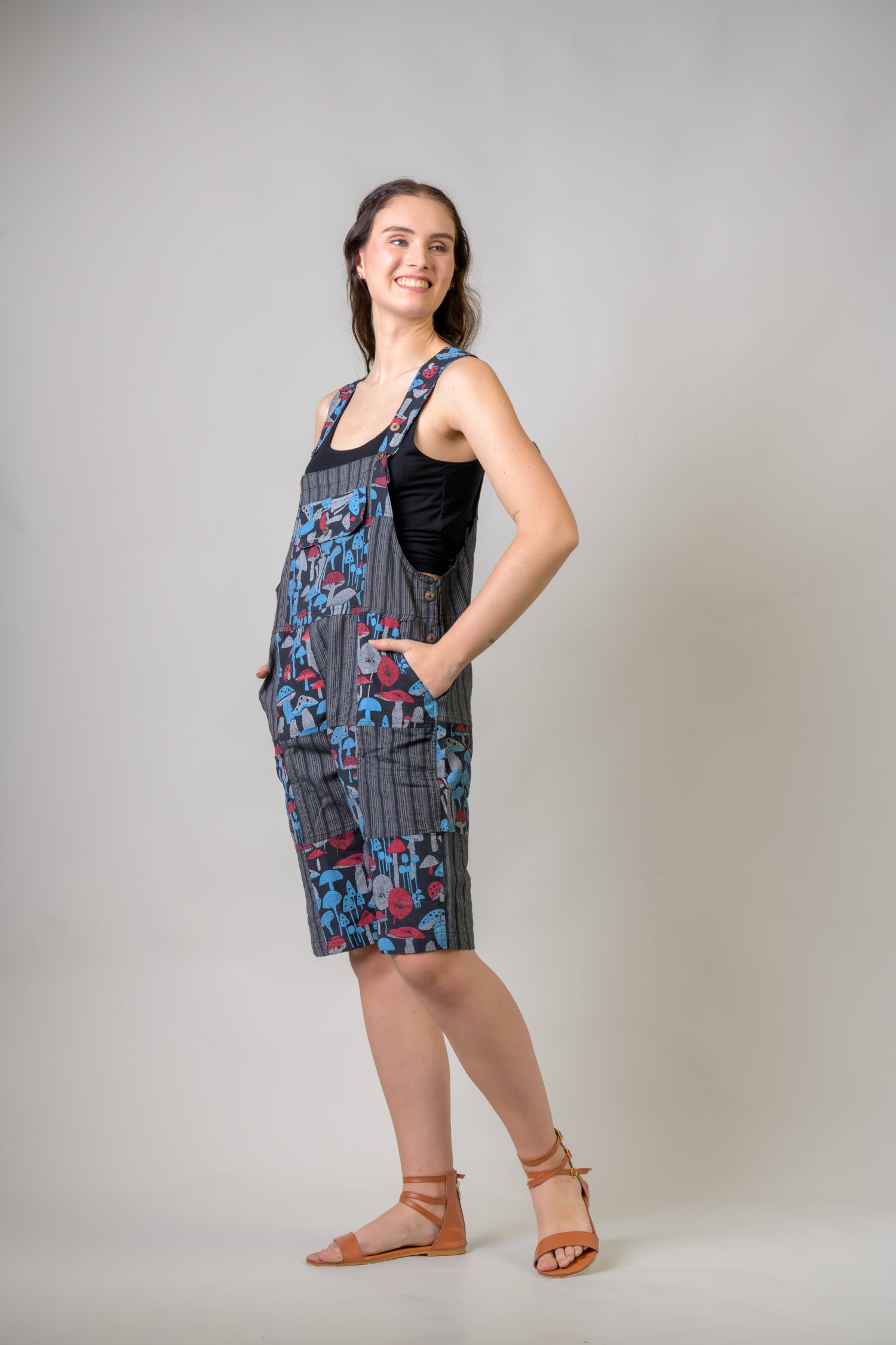 Rhea Stripe and Mushroom Short Jumper Black / Small