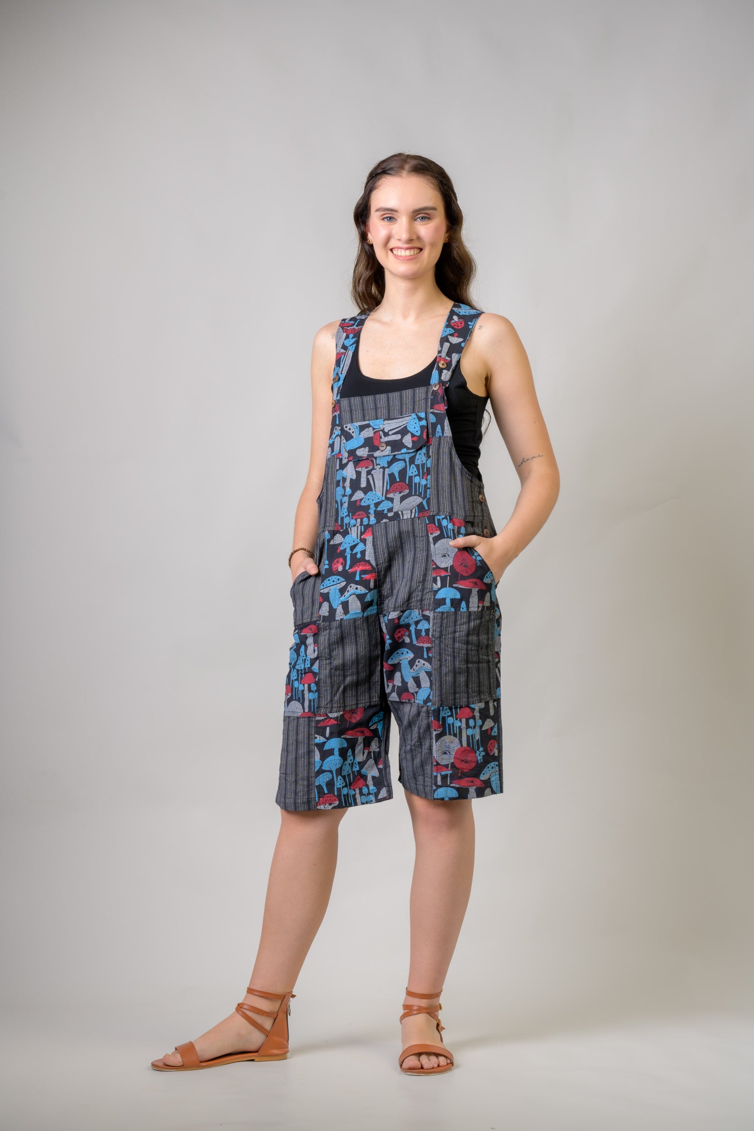 Rhea Stripe and Mushroom Short Jumper Black / Small