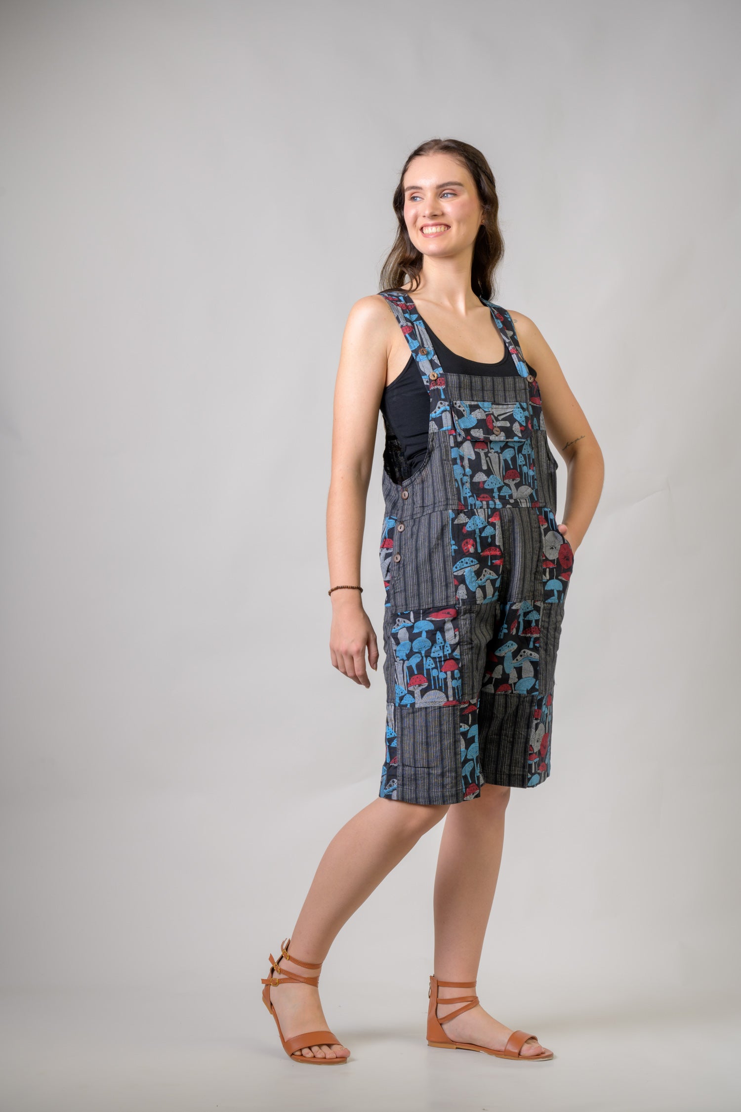 Rhea Stripe and Mushroom Short Jumper Black / Small