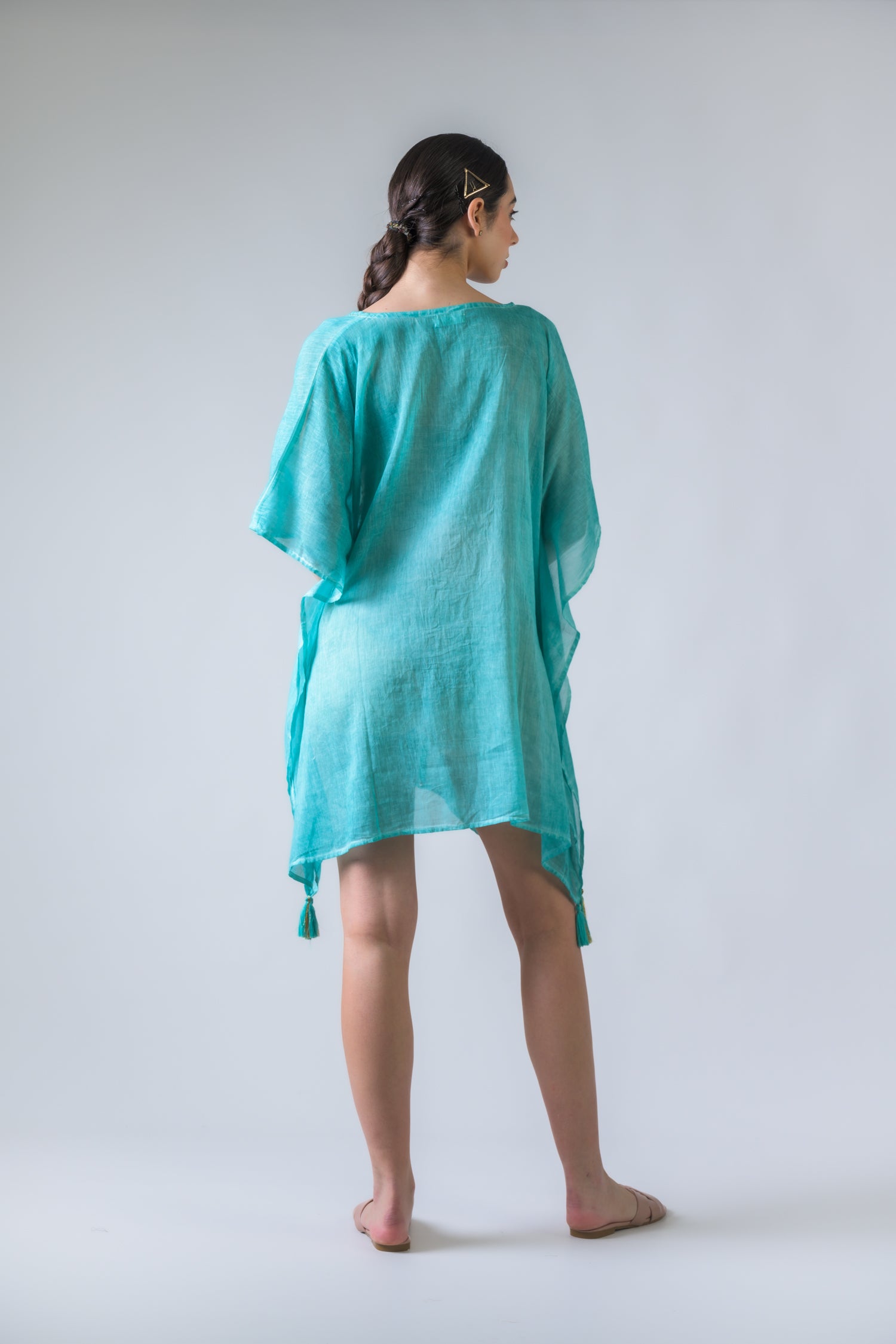 Rhea Evil Eye Brief Kaftan Aqua / One Size