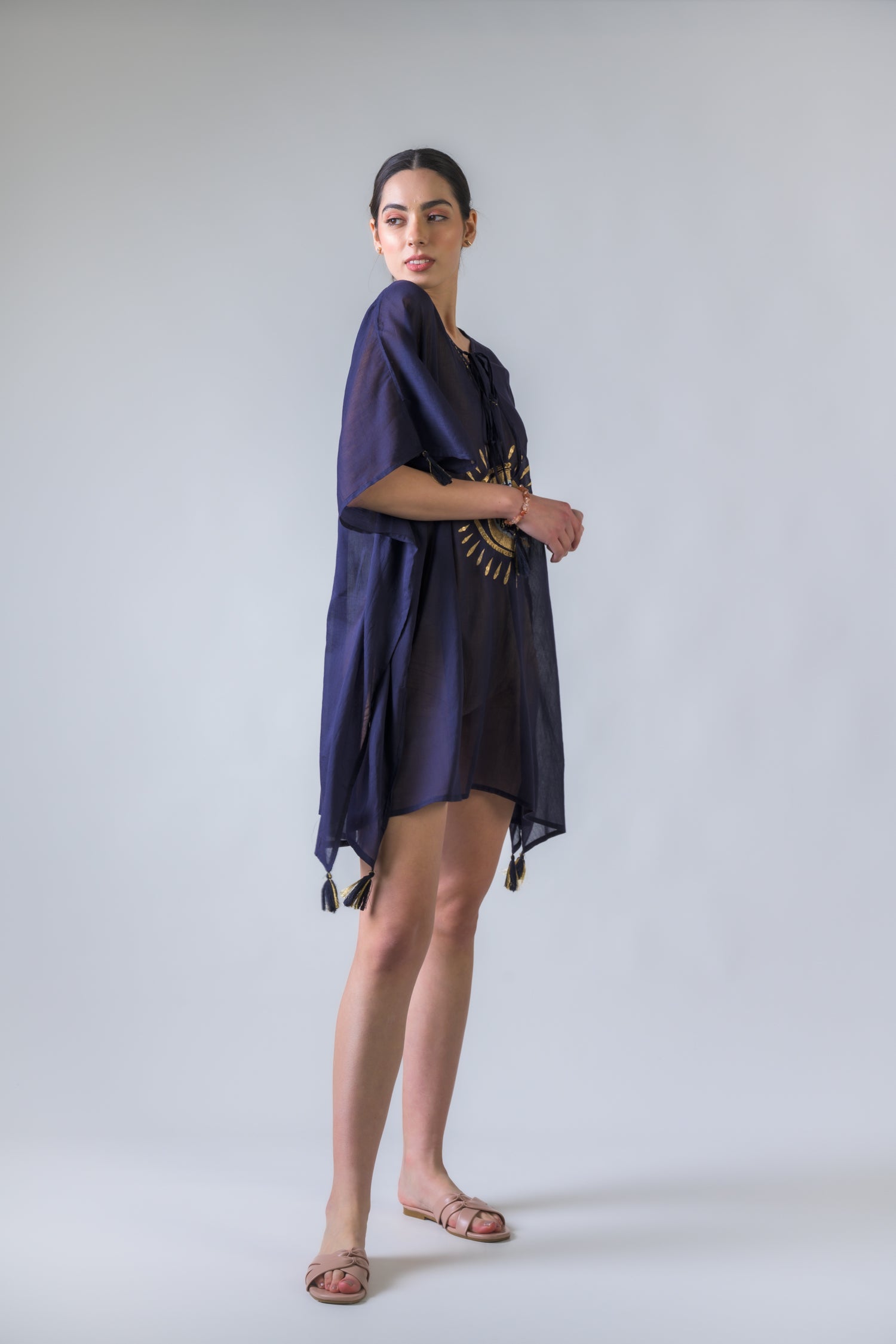 Rhea Evil Eye Brief Kaftan Aqua / One Size