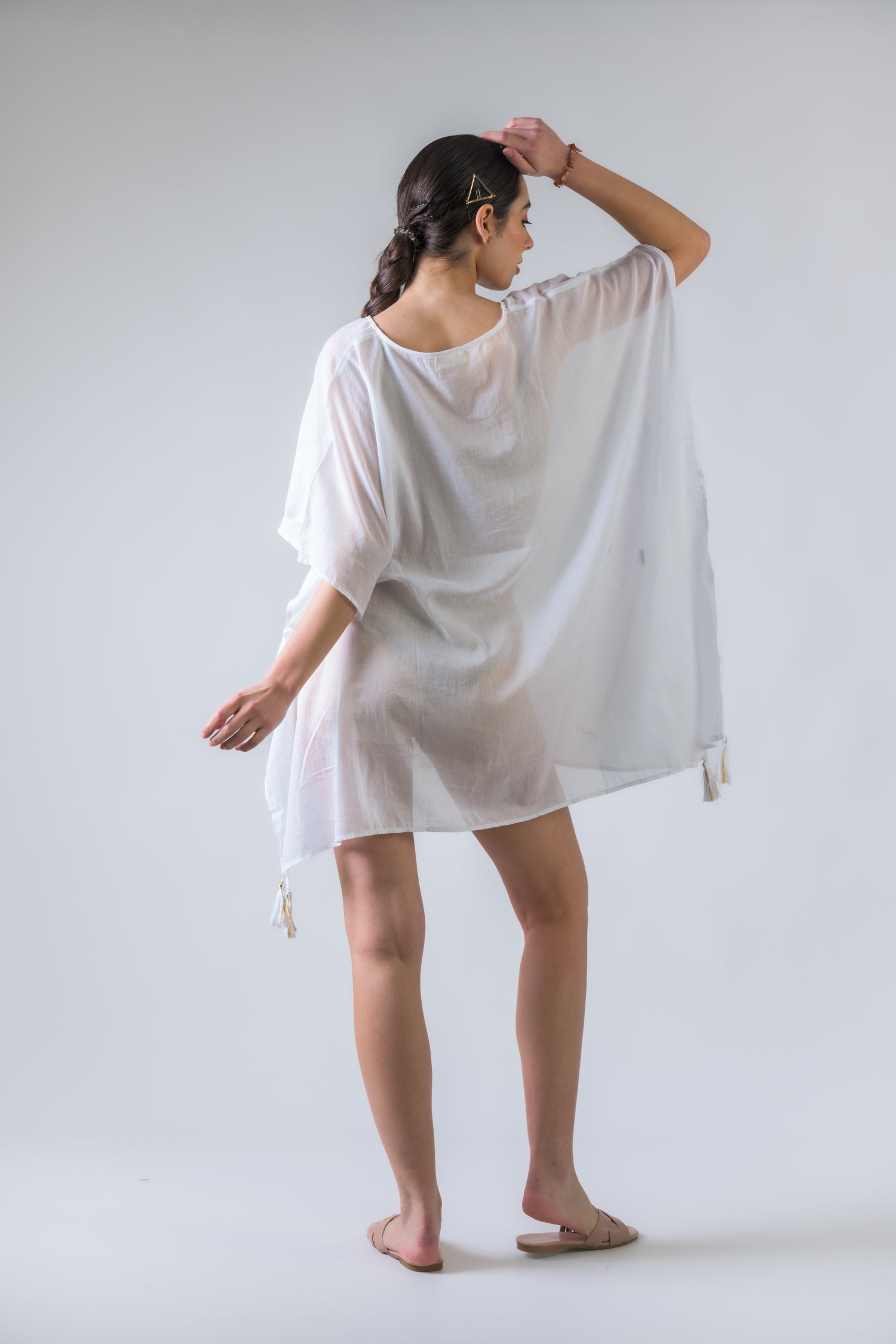 Rhea Evil Eye Brief Kaftan Aqua / One Size