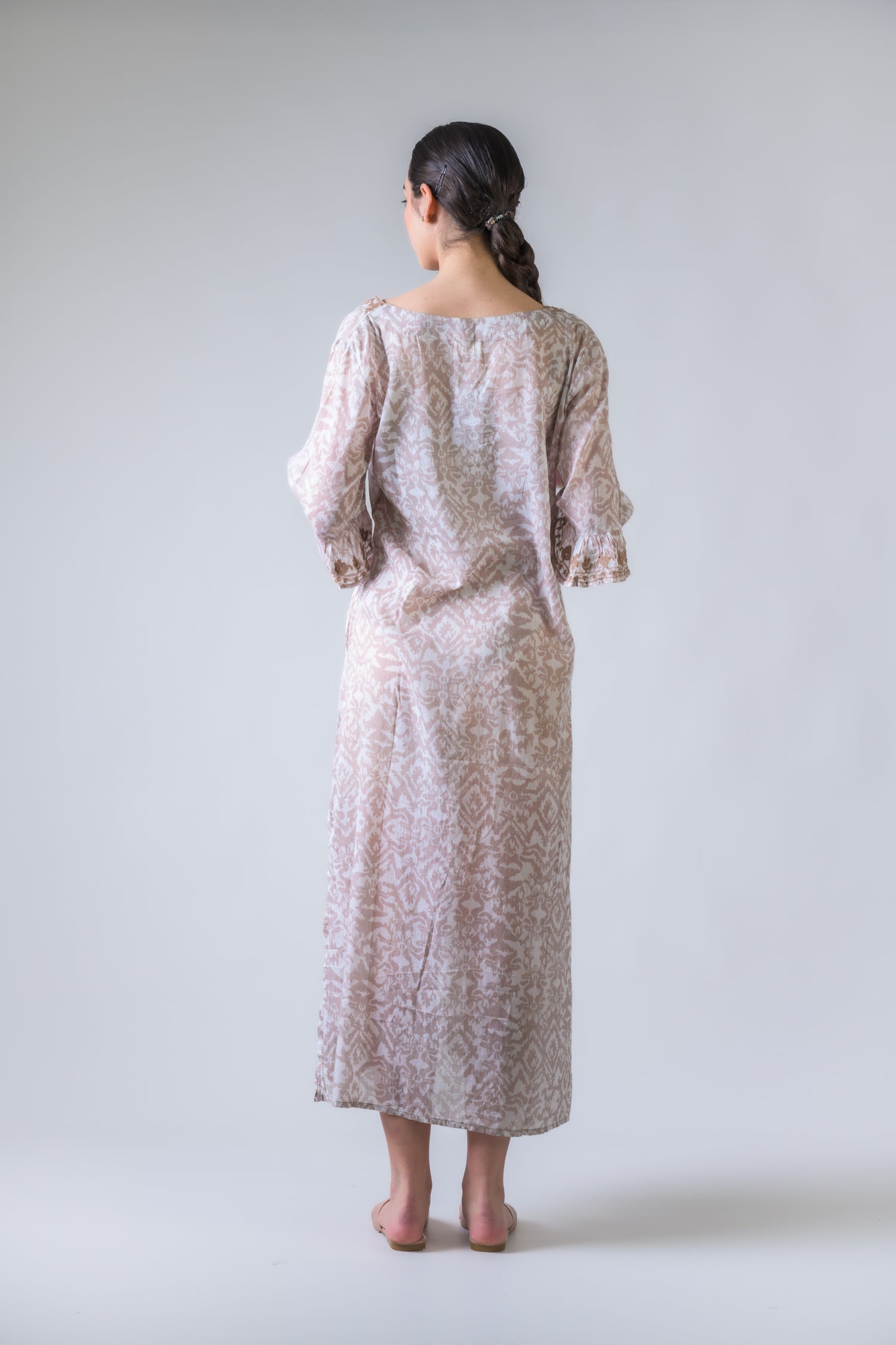 Rhea Simple Print Kaftan Beige / One Size