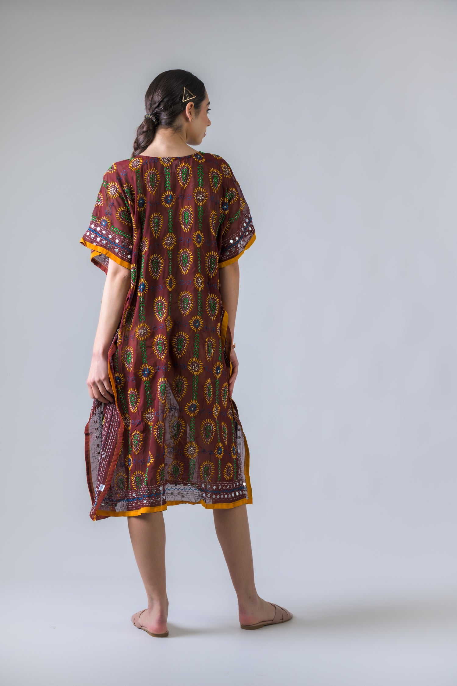 Rhea Embroidery Kaftan Brown / One Size