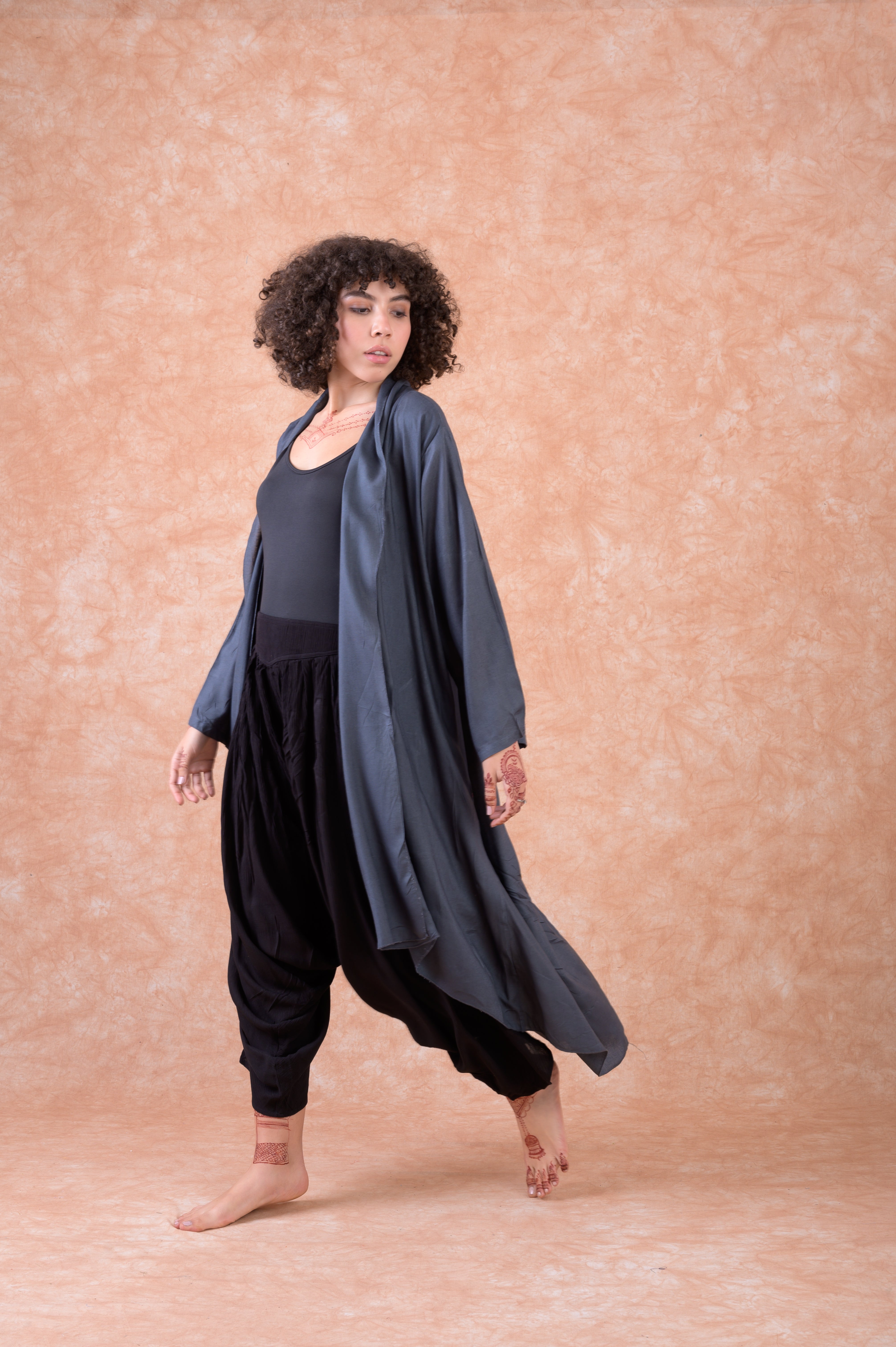 Rhea Solid Print Duster