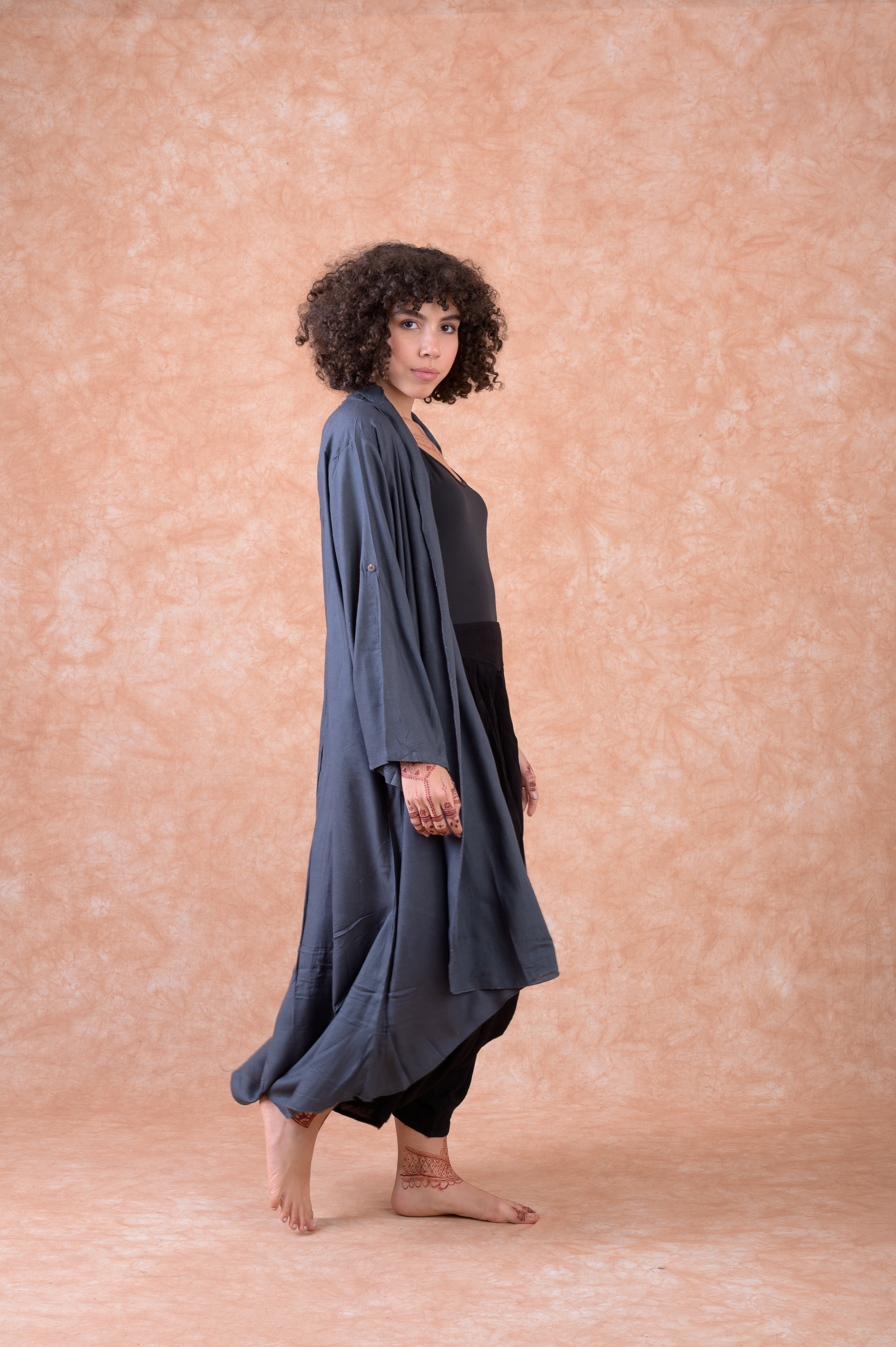 Rhea Solid Print Duster