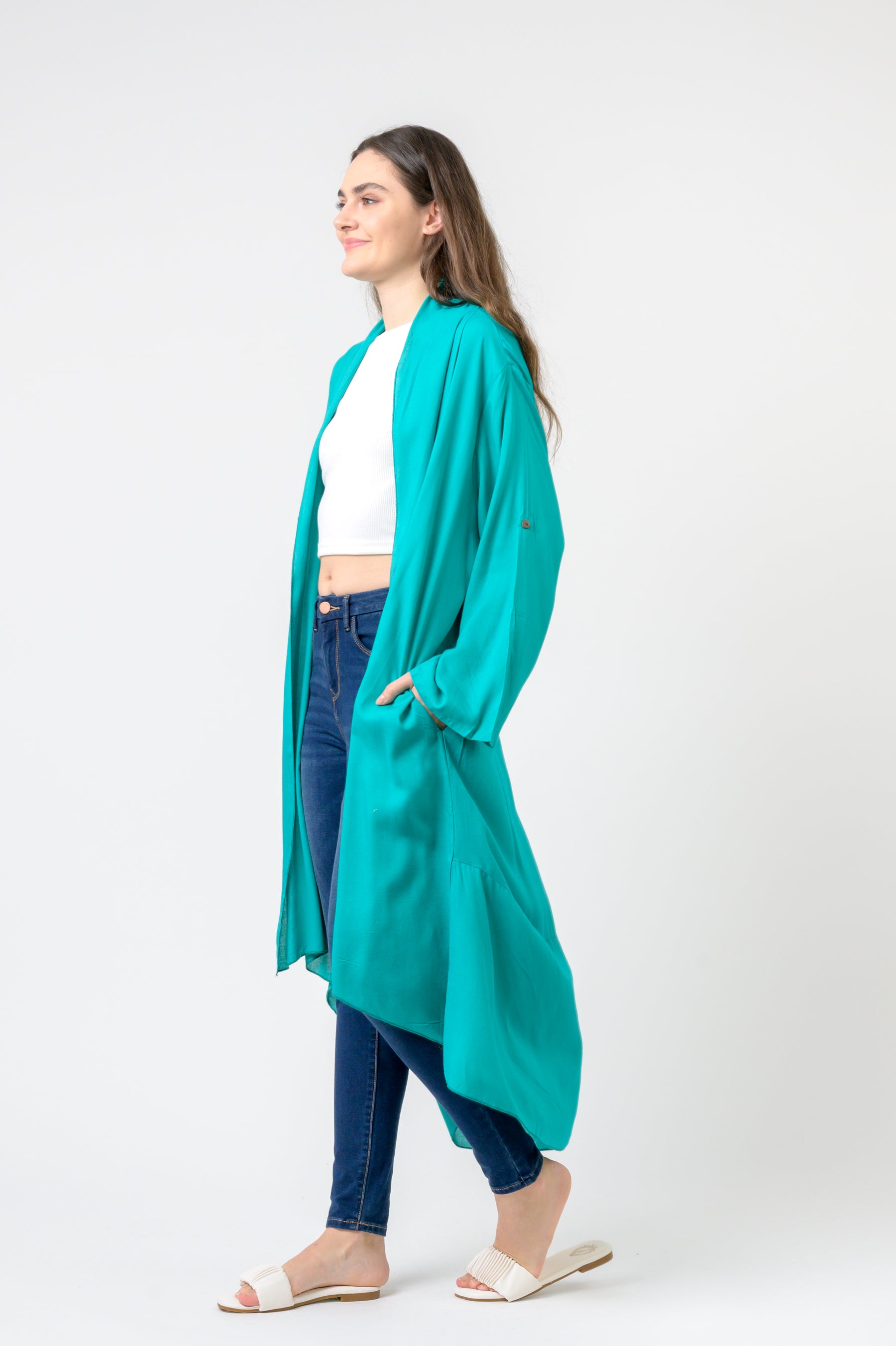 Rhea Solid Print Duster