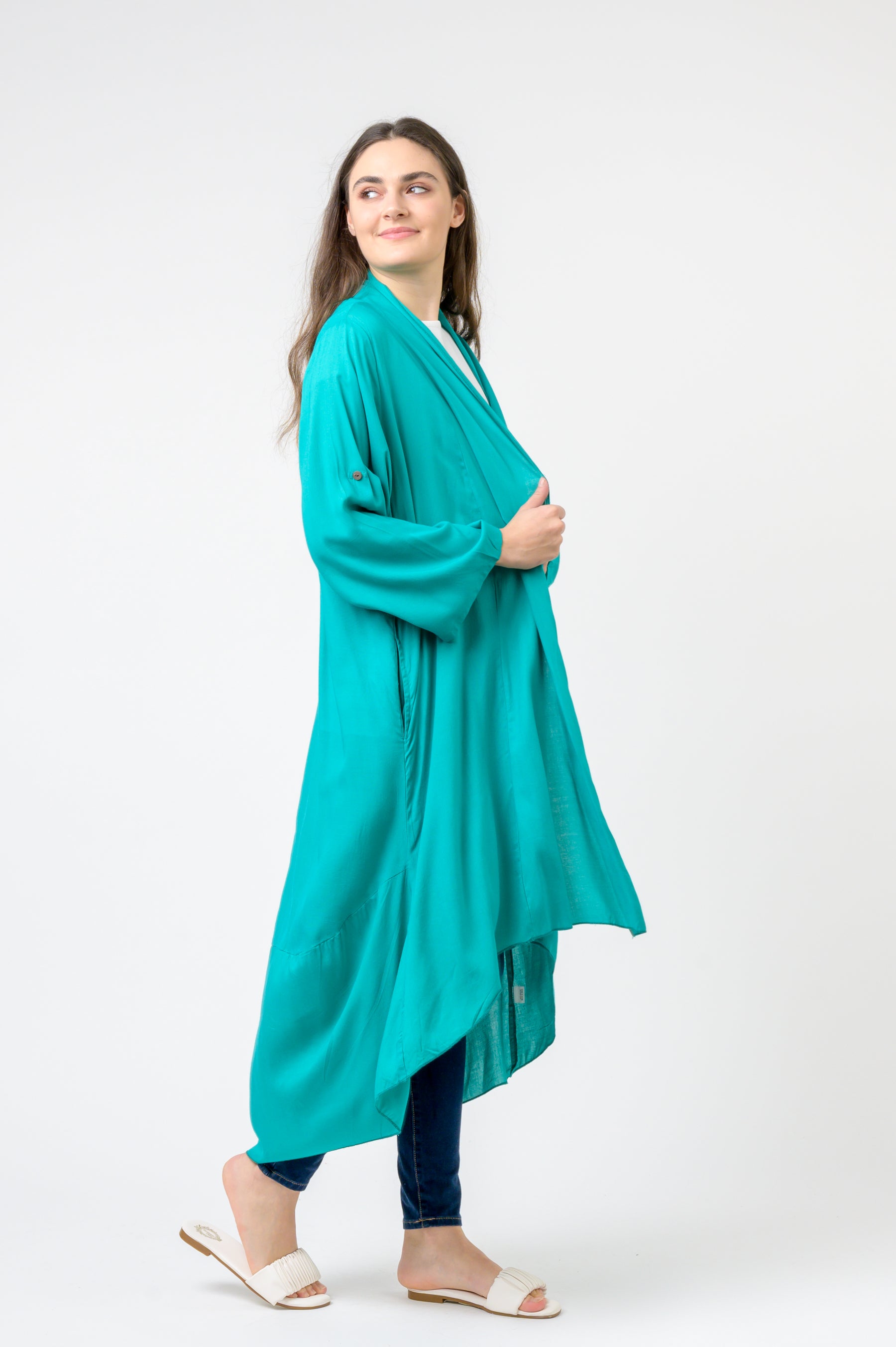Rhea Solid Print Duster