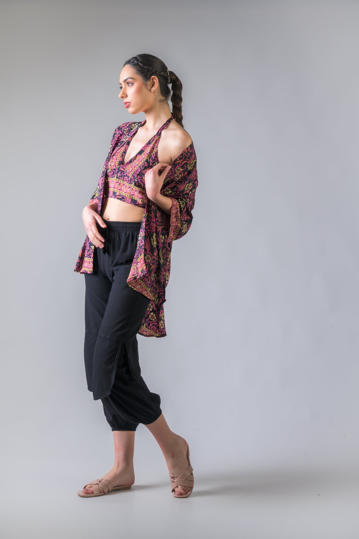 Rhea Fire Flower Kimono Purple / One Size