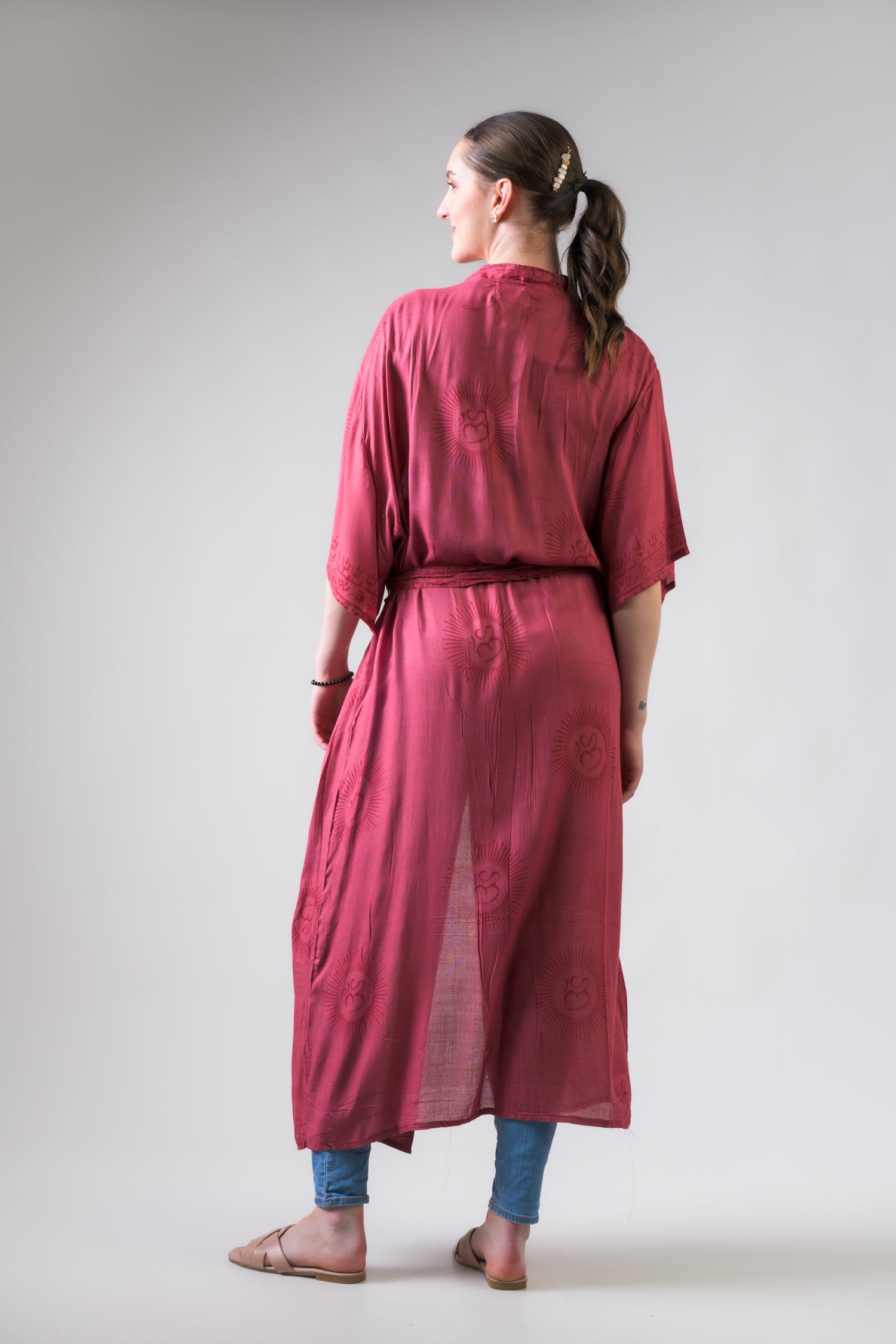 Short Sleeve Om Kimono Black / One Size