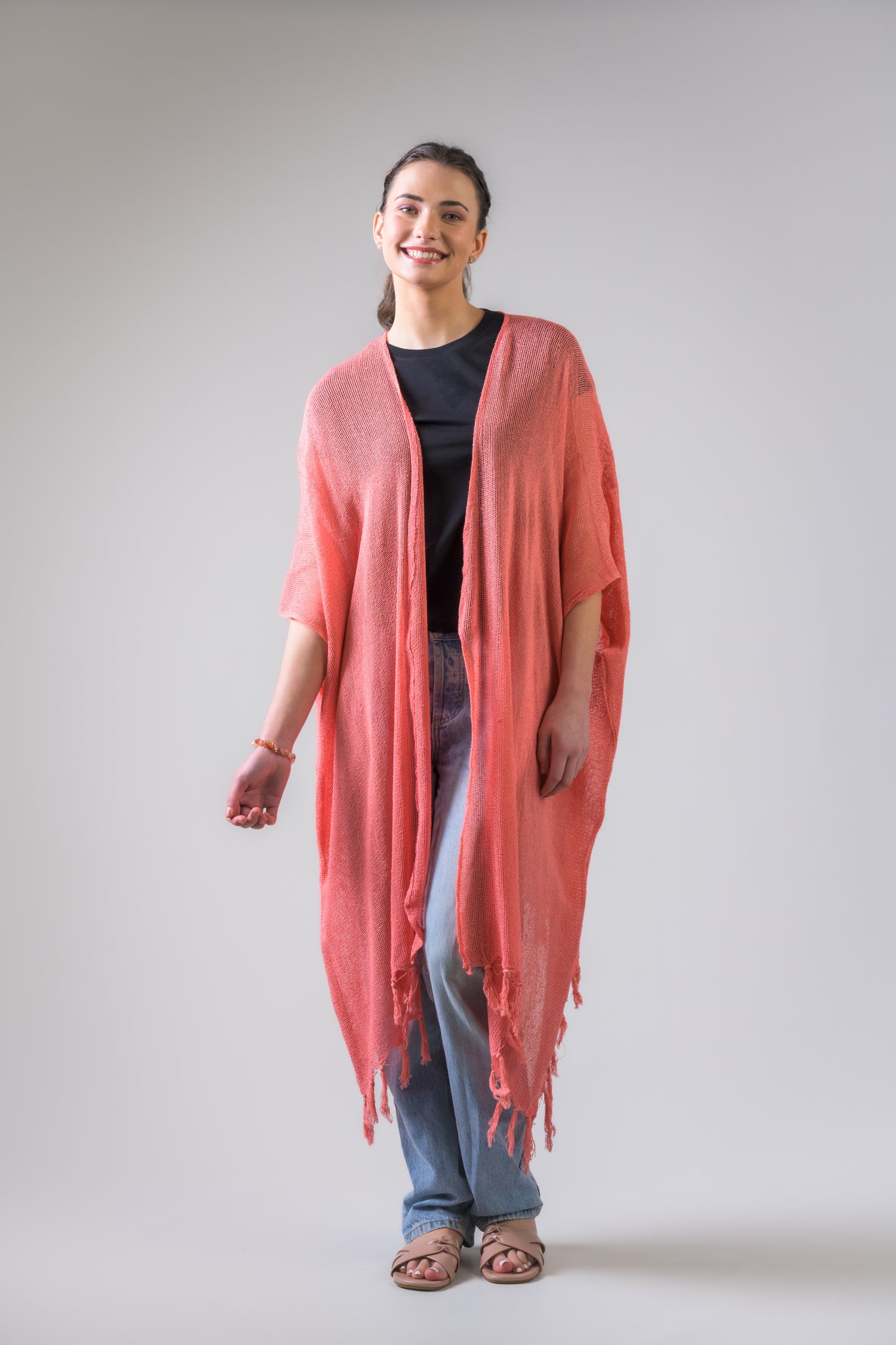 Rhea Light Short Kimono Black / One Size