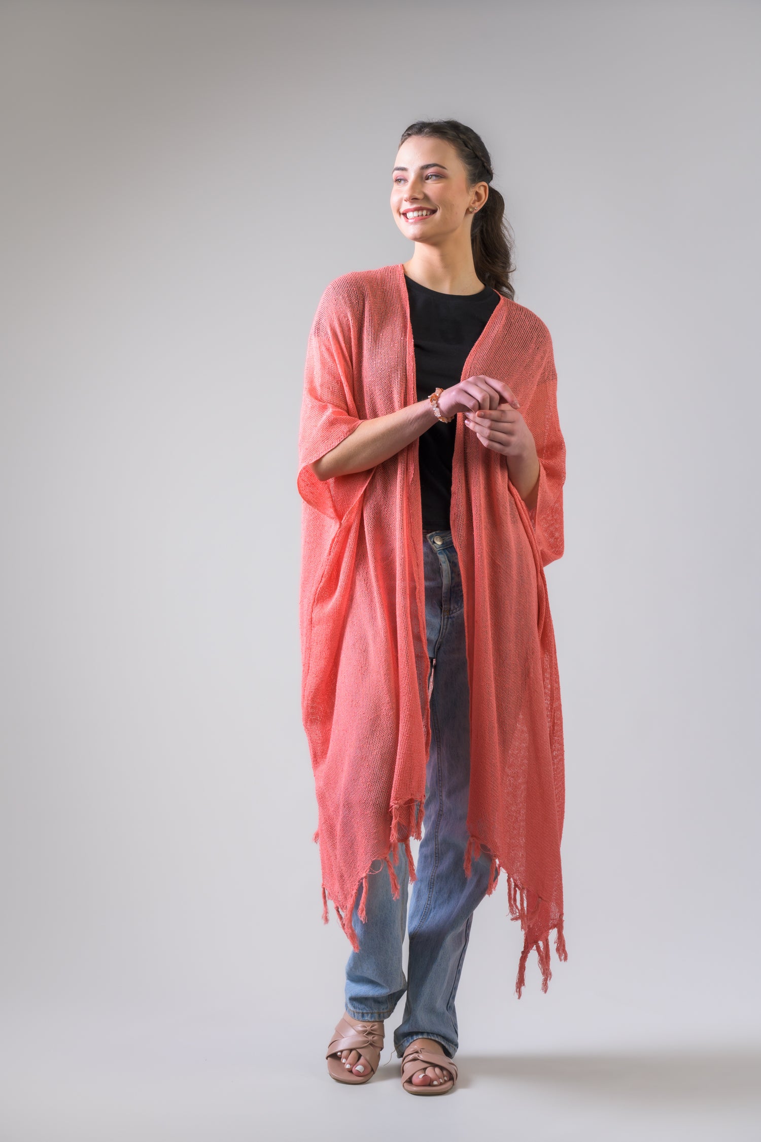 Rhea Light Short Kimono Black / One Size