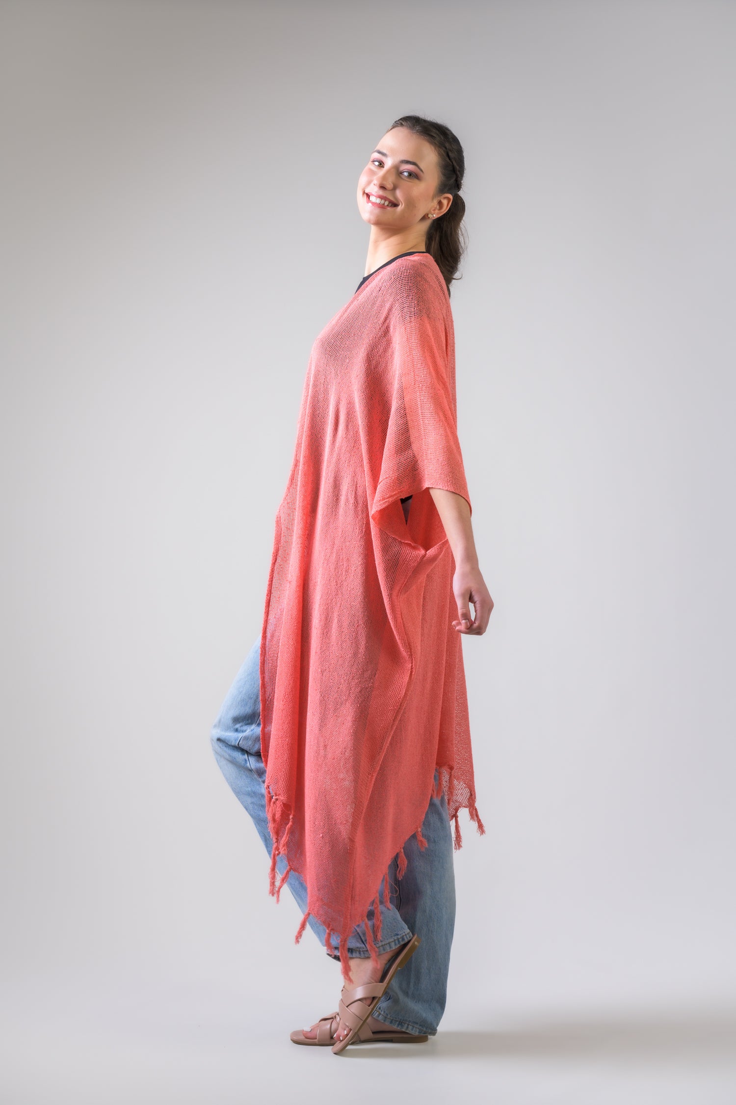 Rhea Light Short Kimono Black / One Size