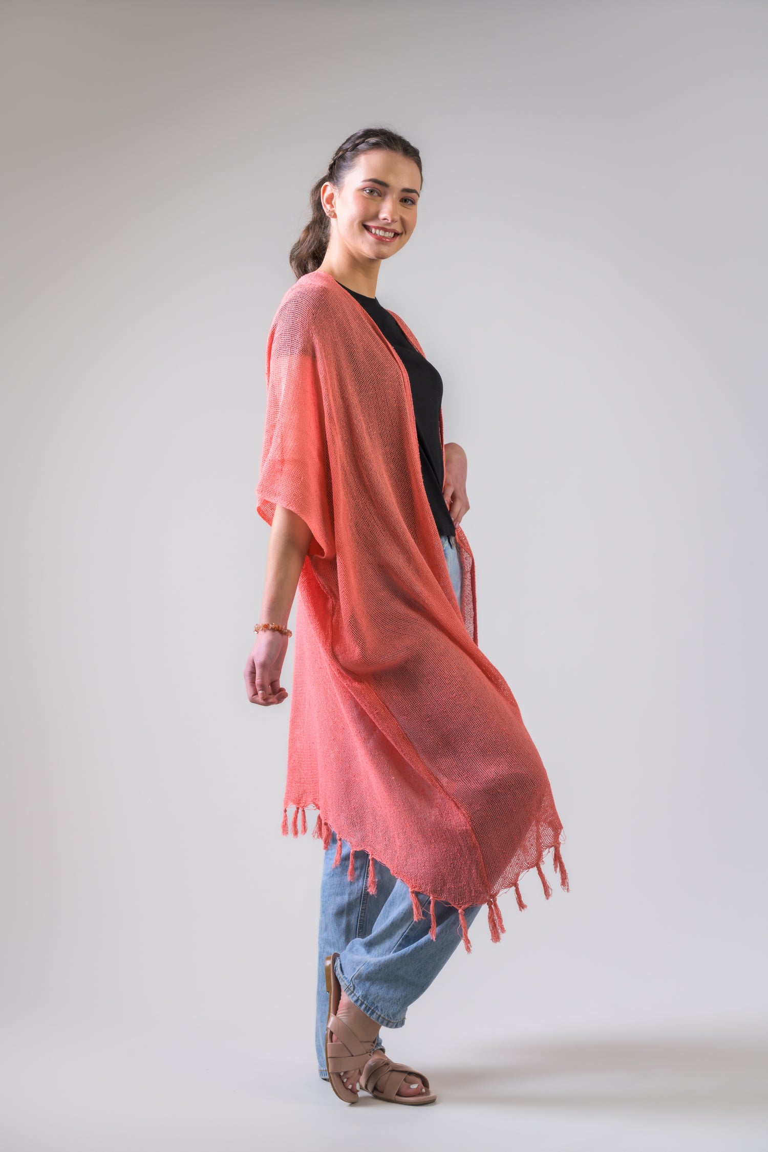 Rhea Light Short Kimono Black / One Size