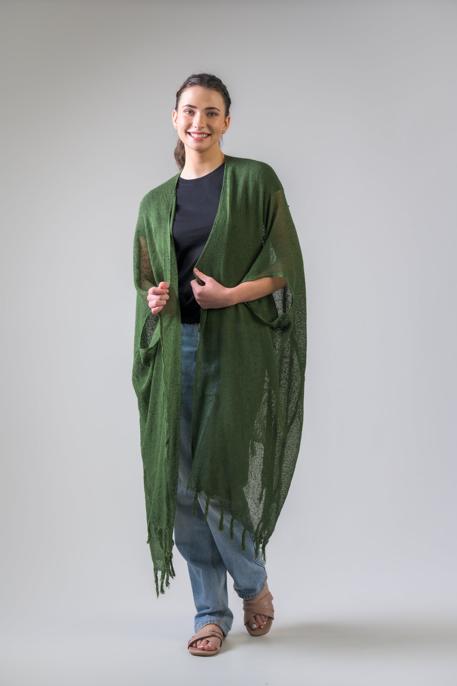 Rhea Light Short Kimono Black / One Size