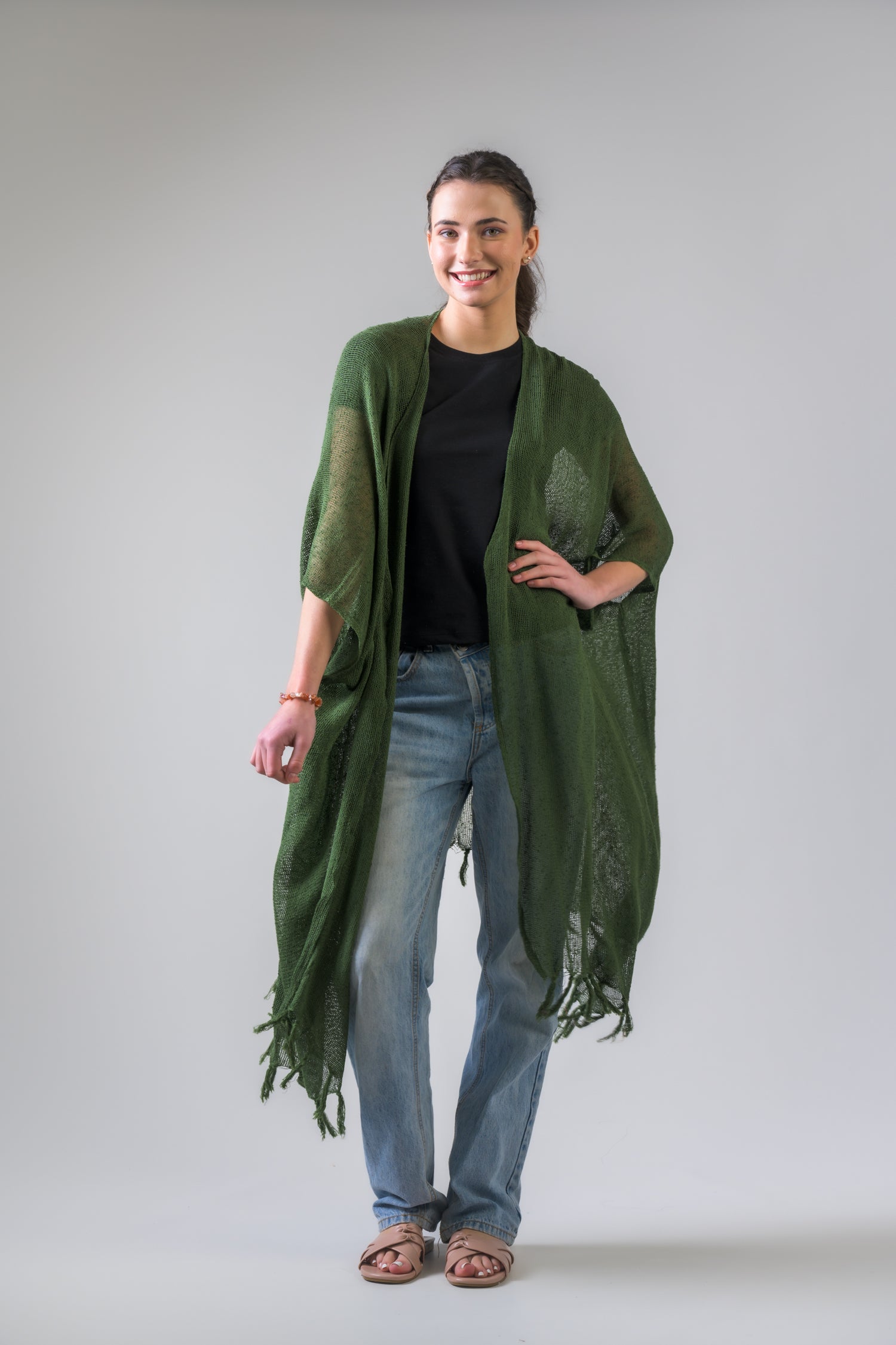 Rhea Light Short Kimono Black / One Size