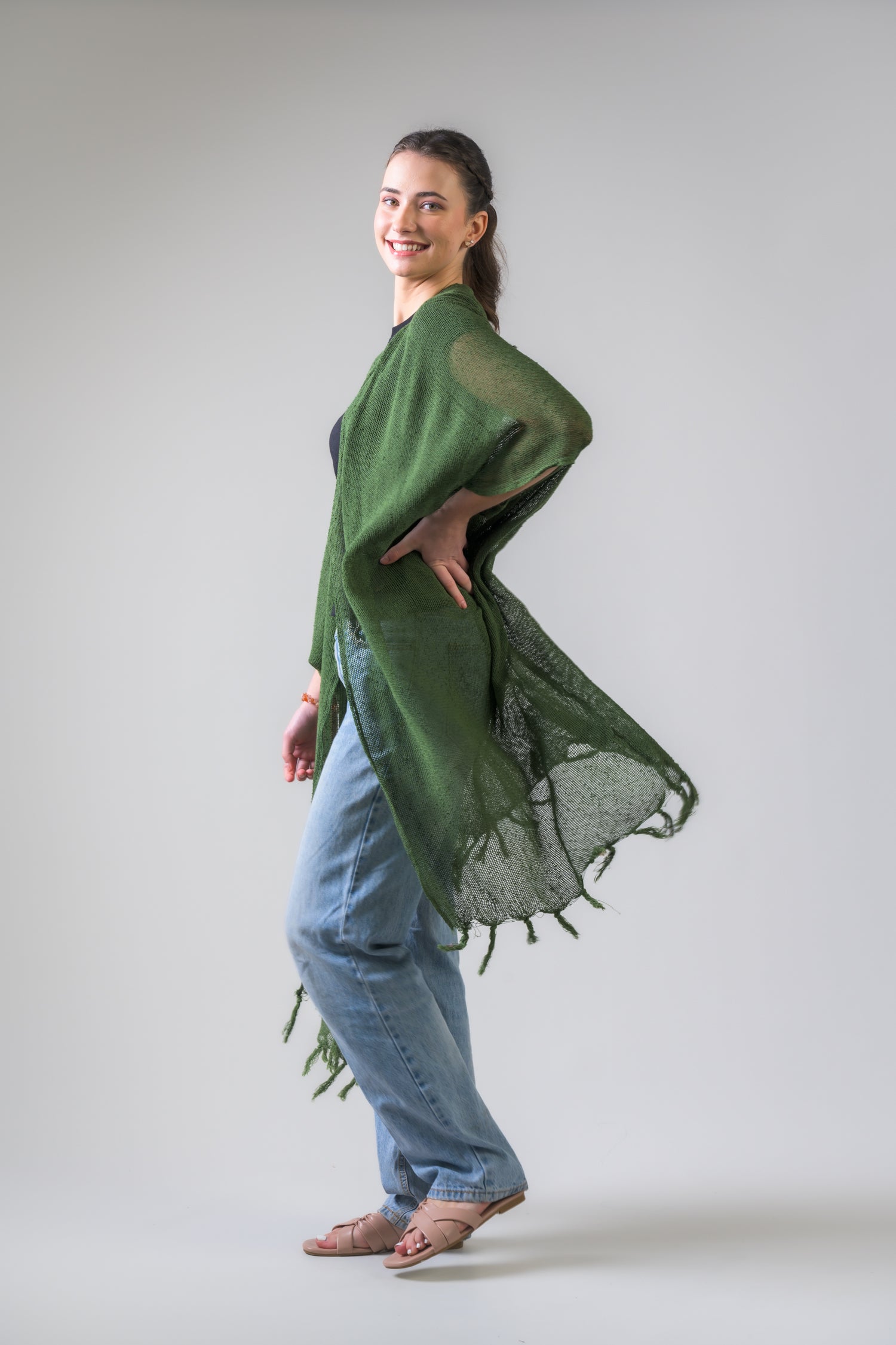 Rhea Light Short Kimono Black / One Size