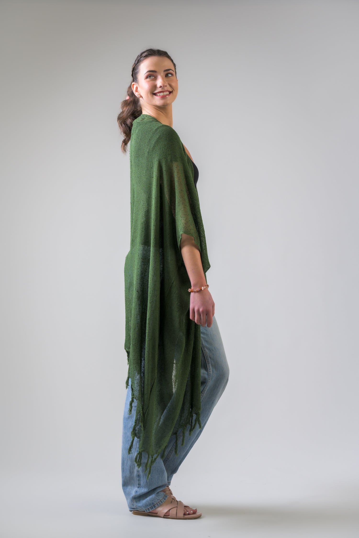 Rhea Light Short Kimono Black / One Size