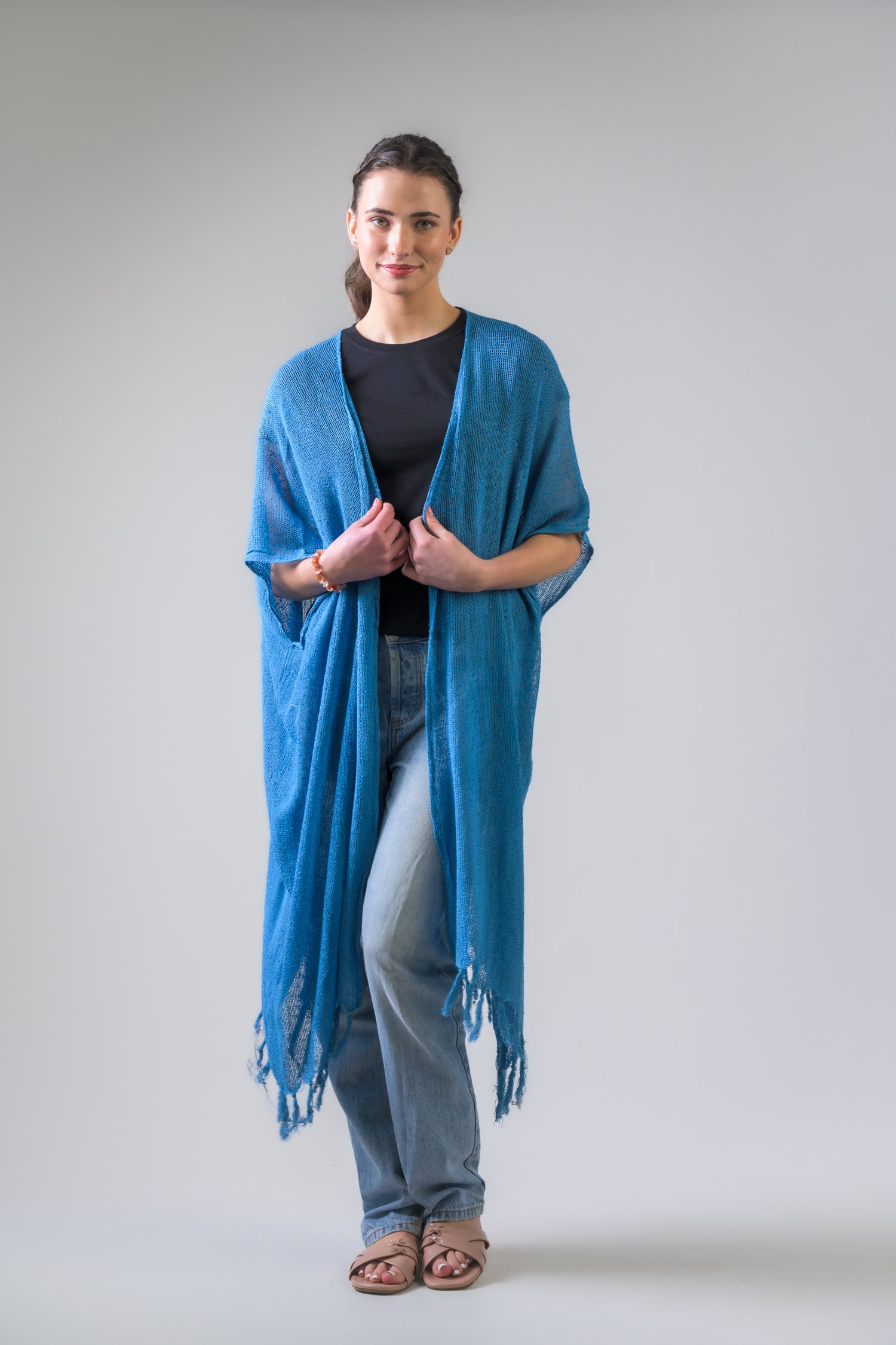 Rhea Light Short Kimono Black / One Size