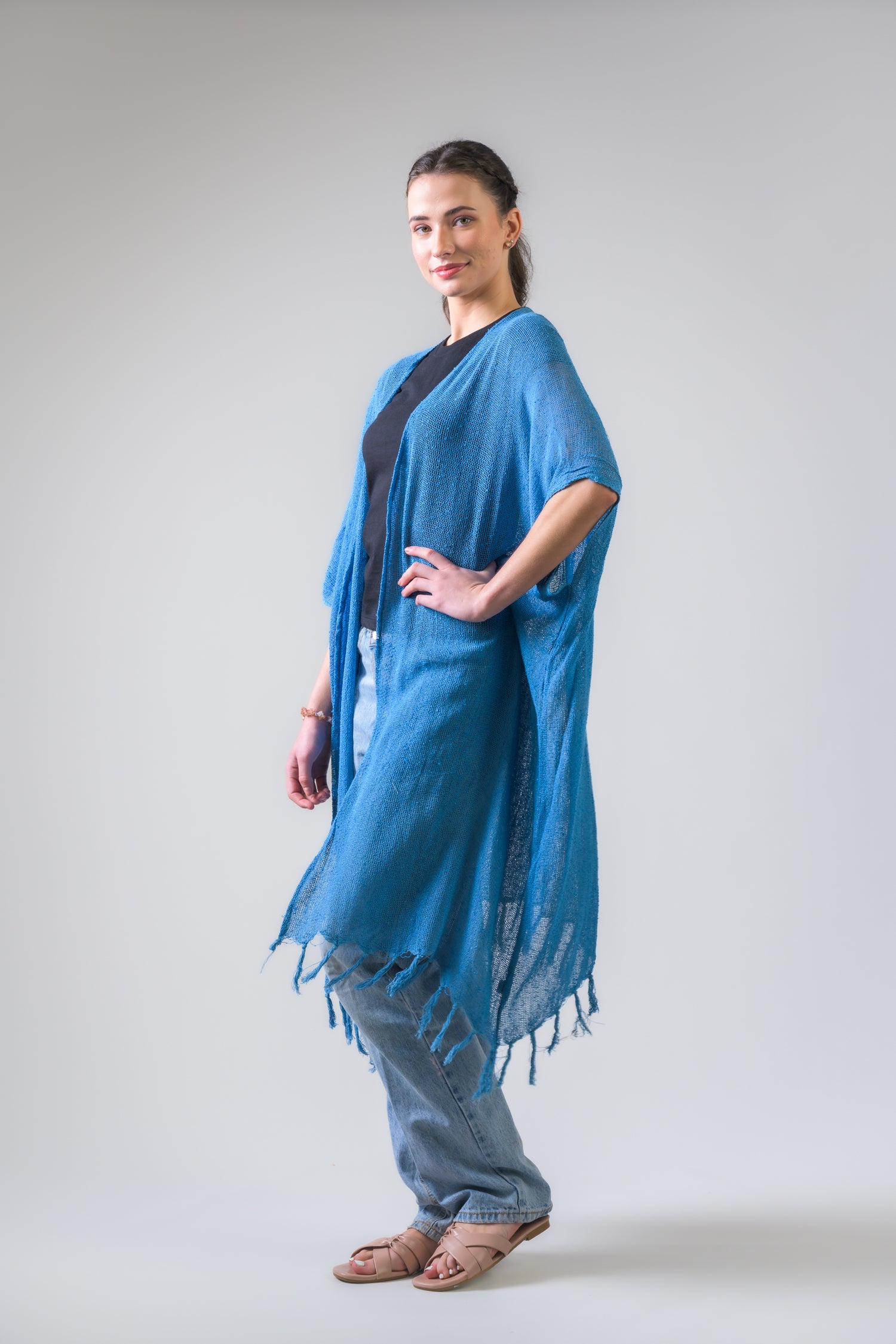 Rhea Light Short Kimono Black / One Size