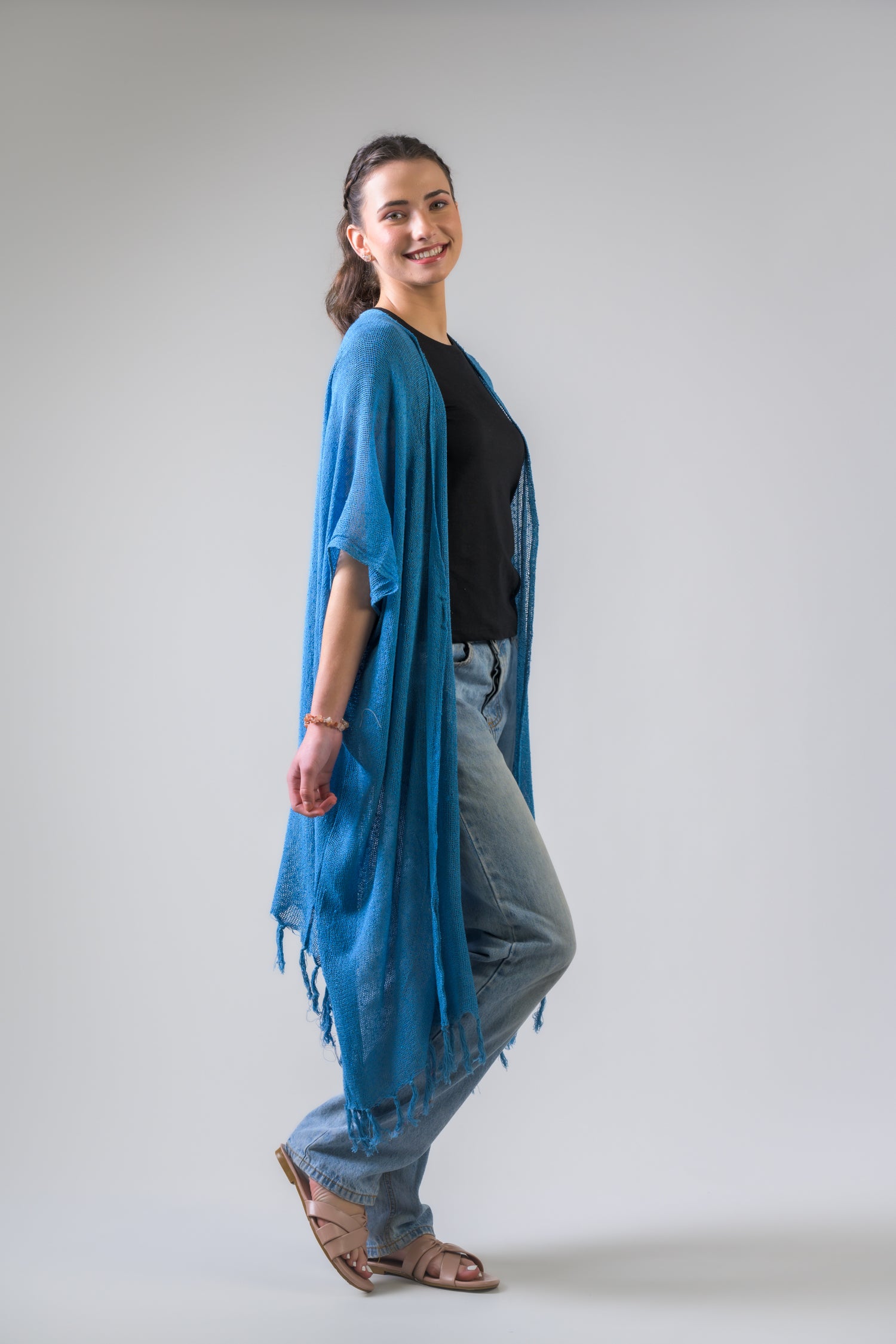 Rhea Light Short Kimono Black / One Size