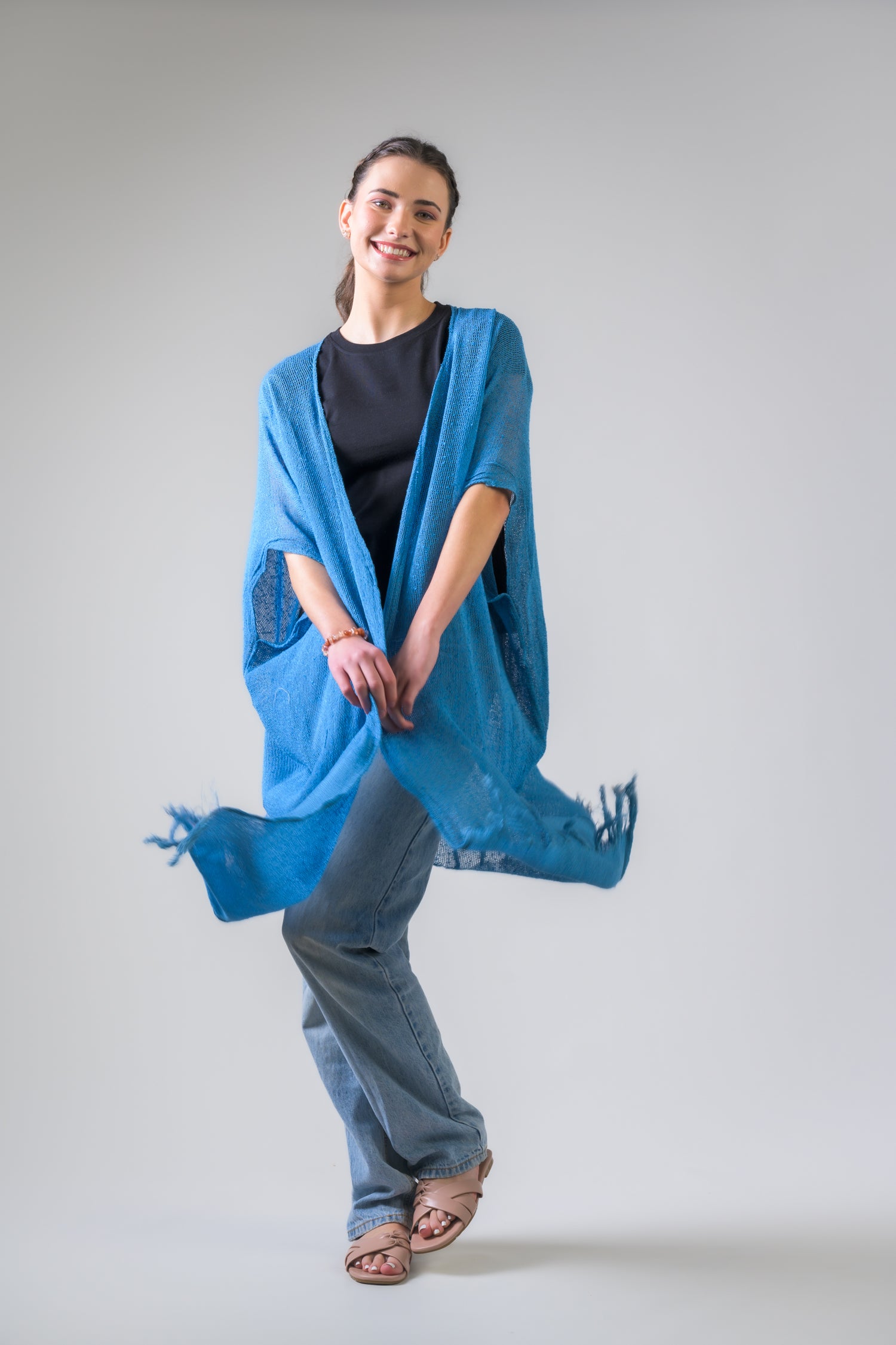 Rhea Light Short Kimono Black / One Size