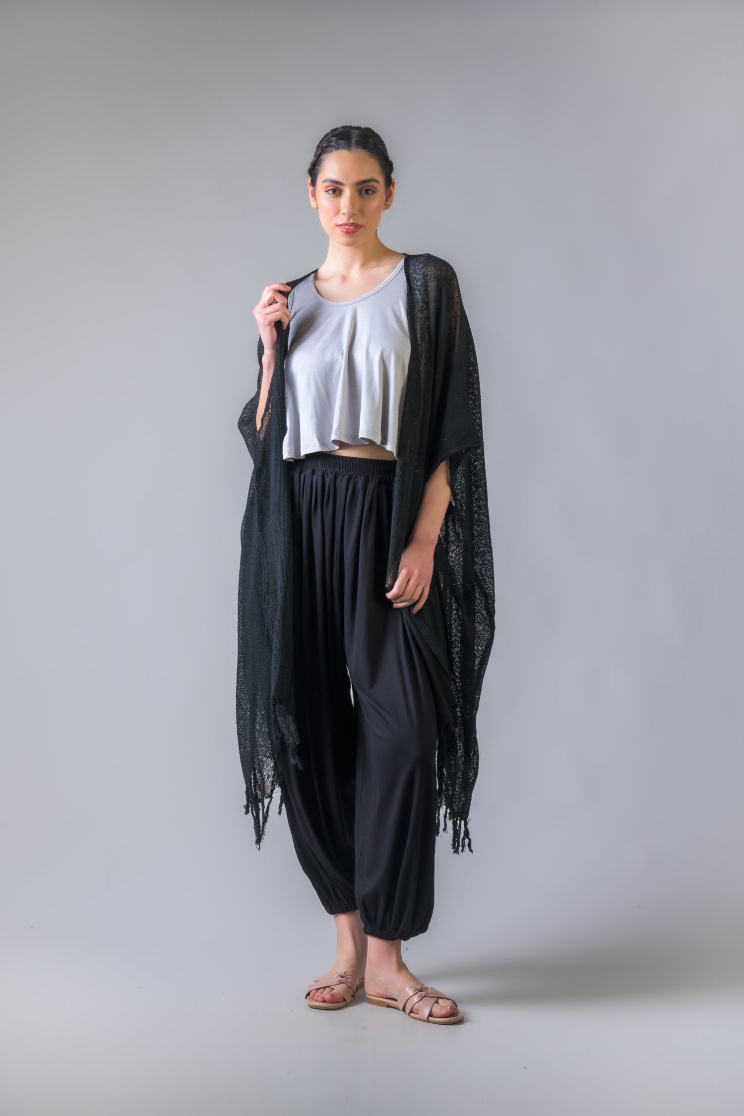 Rhea Light Short Kimono Black / One Size