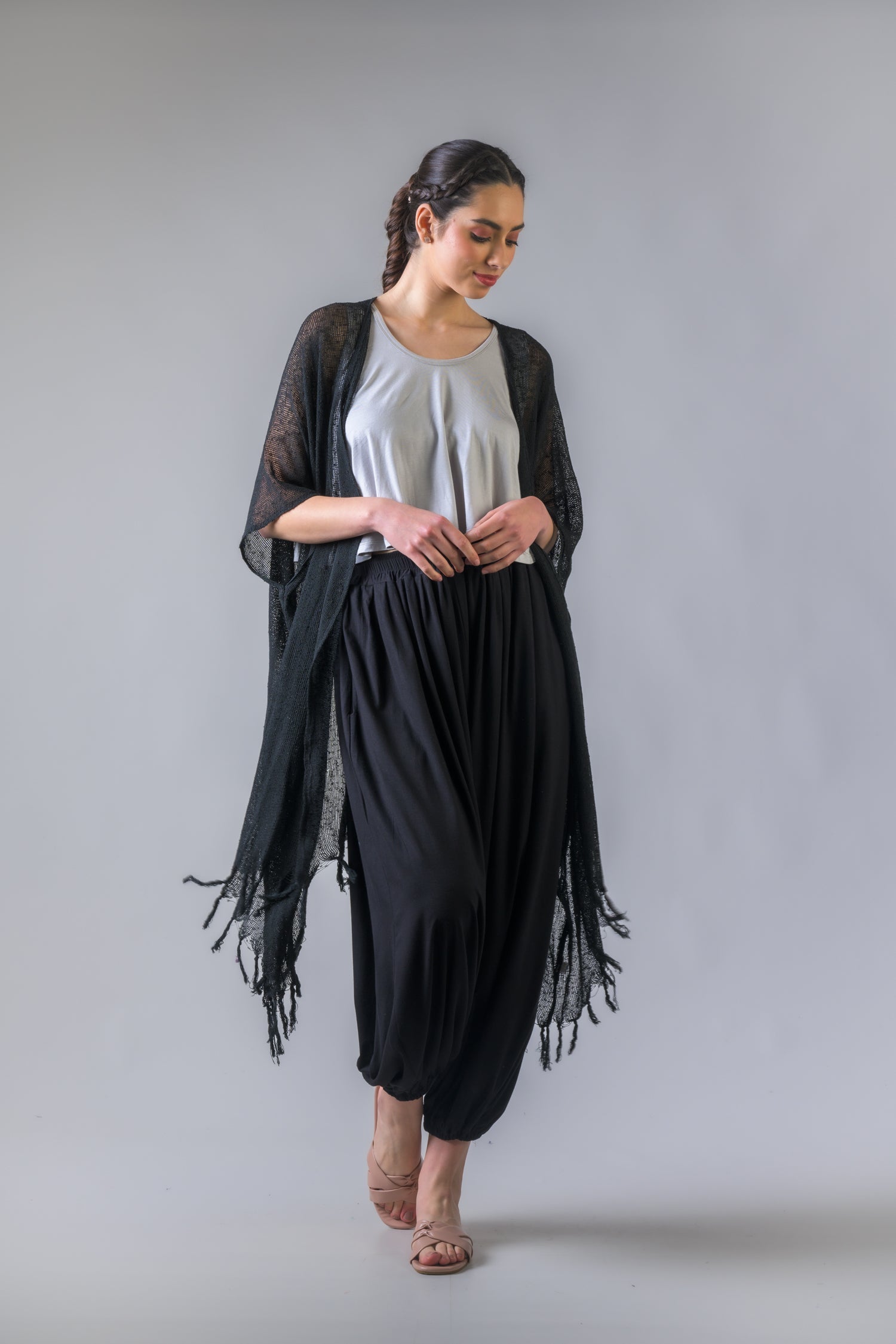 Rhea Light Short Kimono Black / One Size