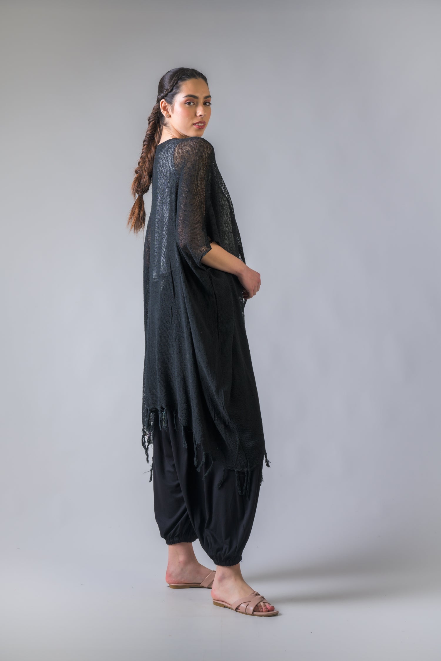 Rhea Light Short Kimono Black / One Size