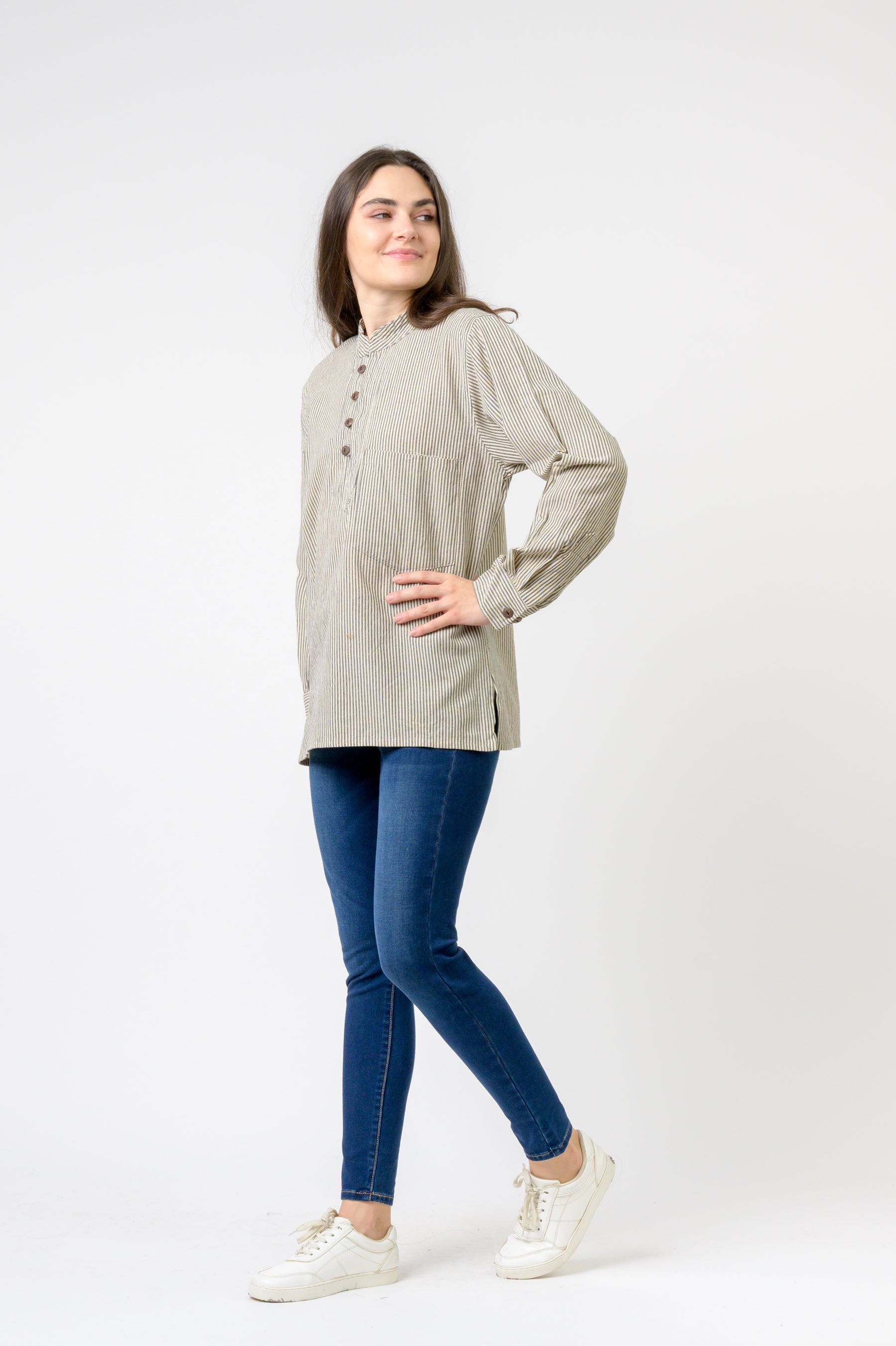 Rhea Striped Button & Pocket Shirt