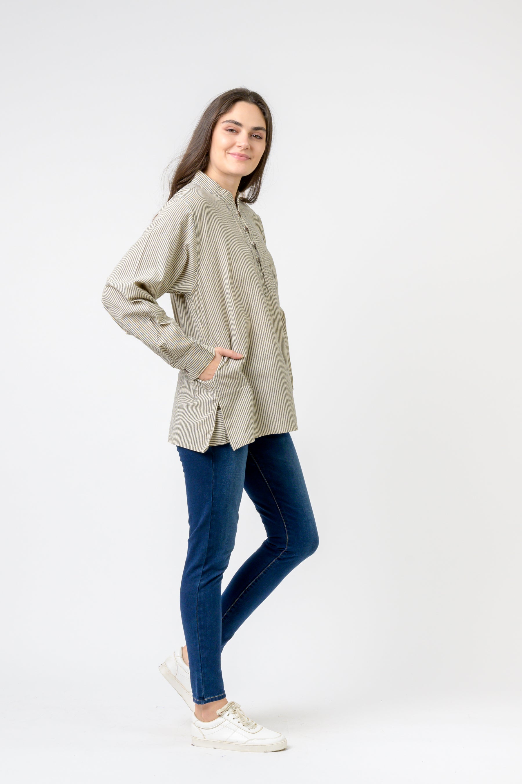 Rhea Striped Button & Pocket Shirt