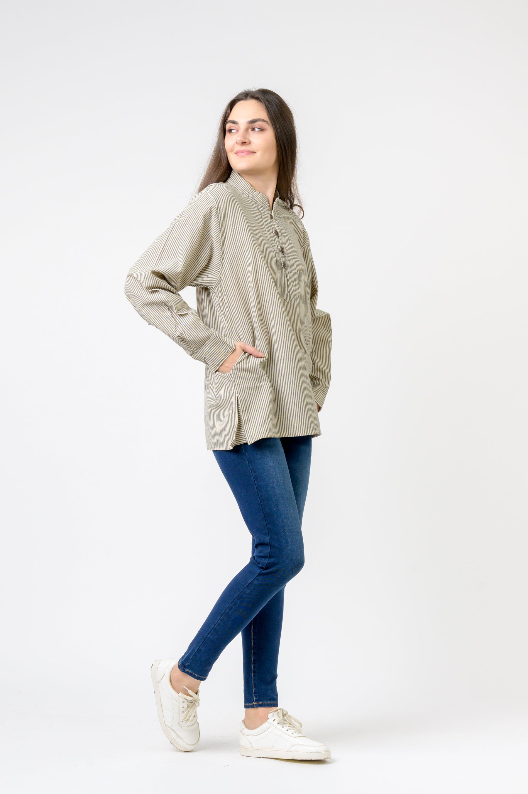 Rhea Striped Button & Pocket Shirt
