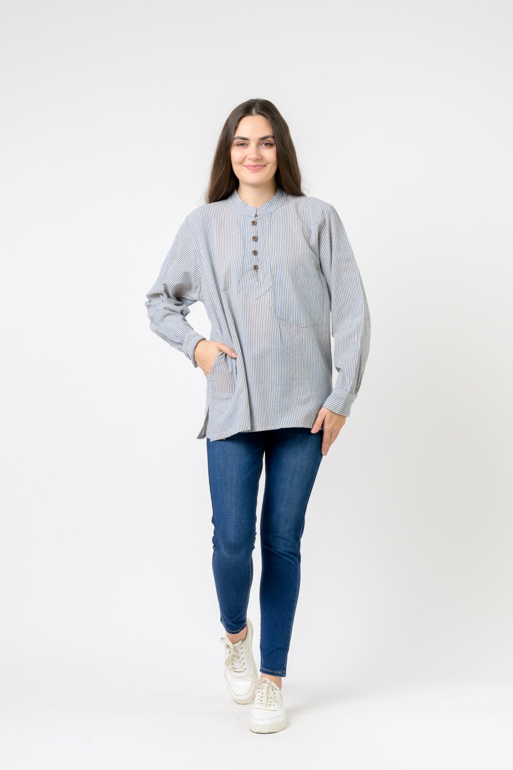 Rhea Striped Button & Pocket Shirt