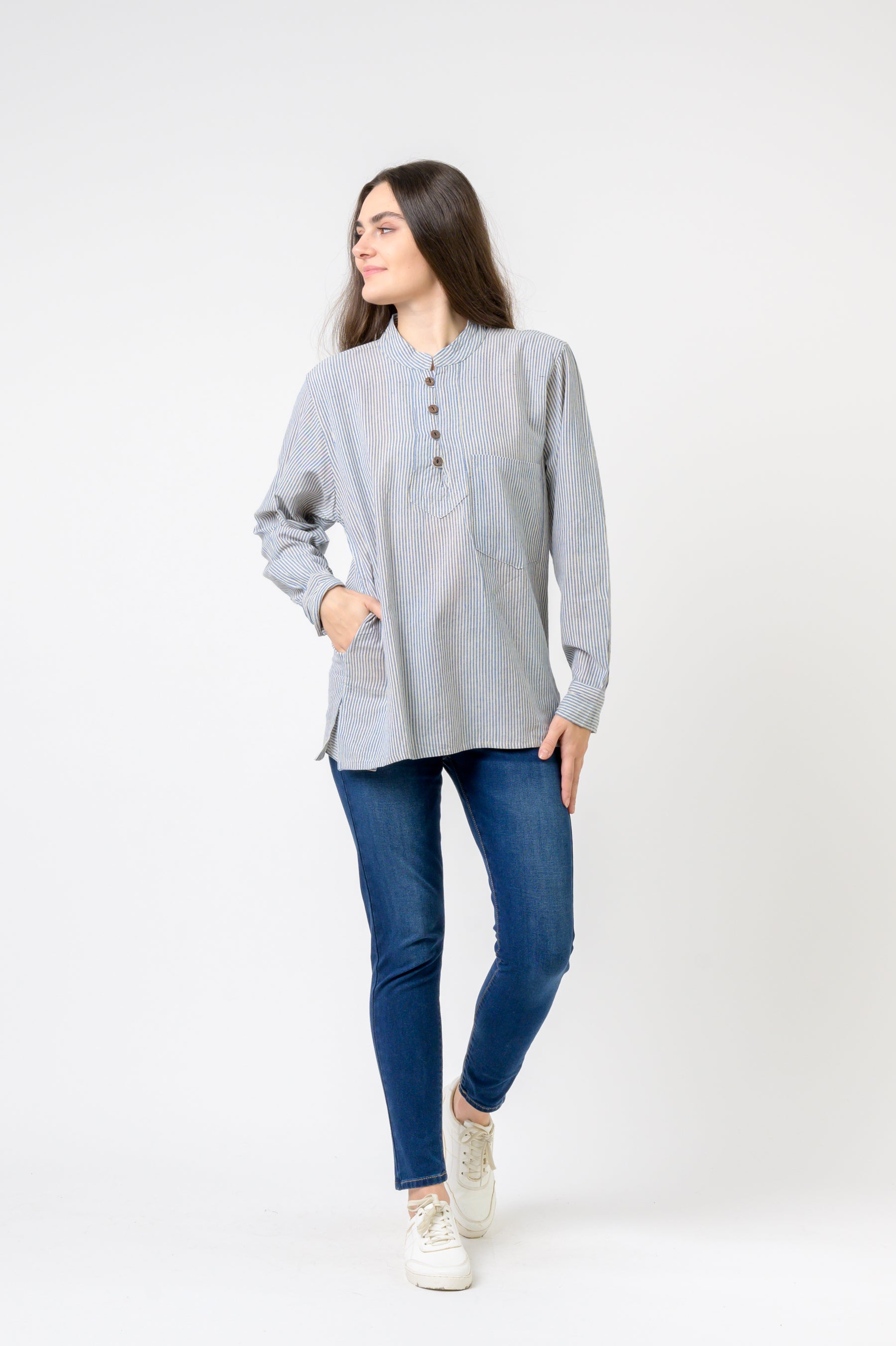 Rhea Striped Button & Pocket Shirt