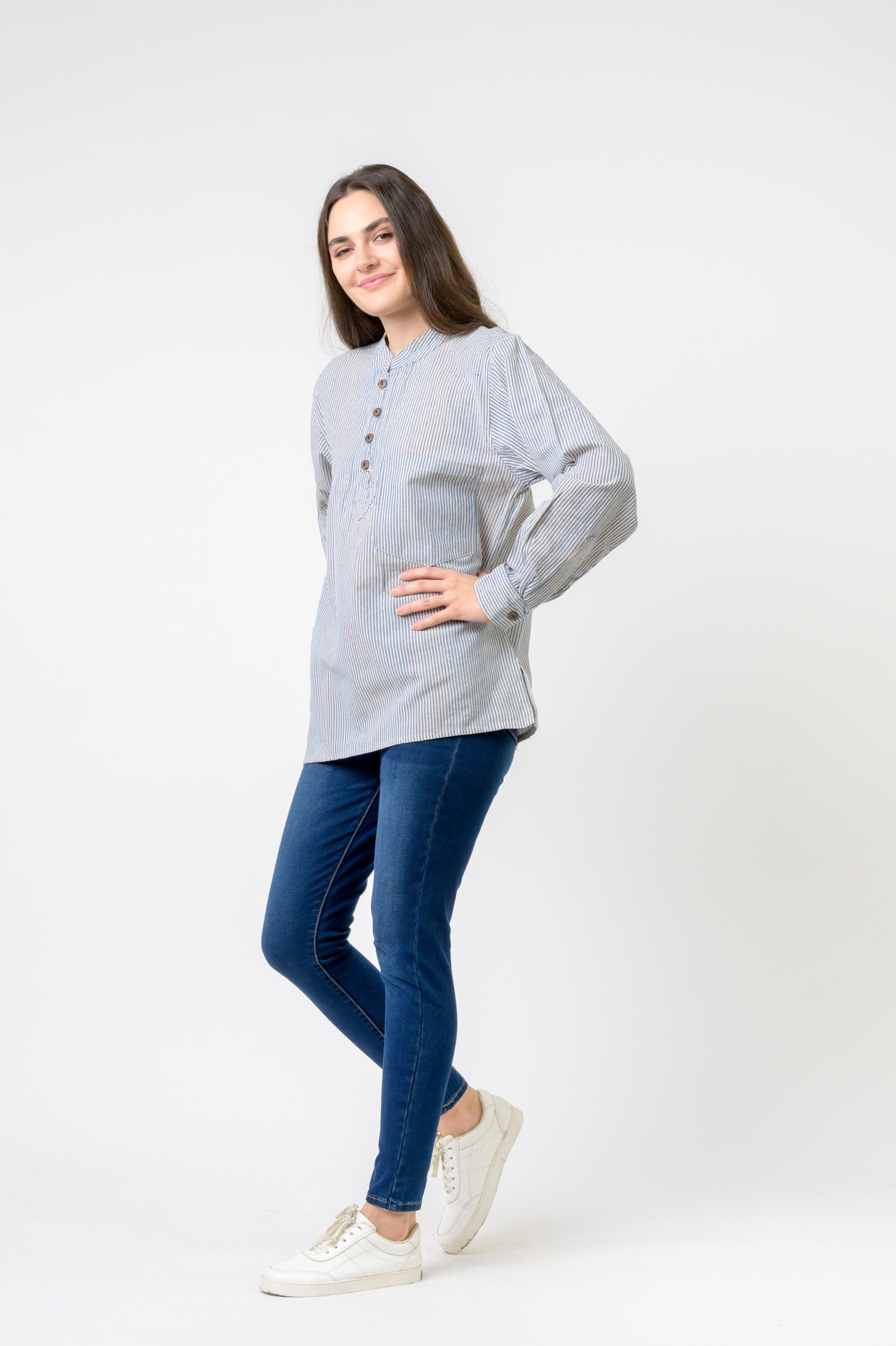 Rhea Striped Button & Pocket Shirt