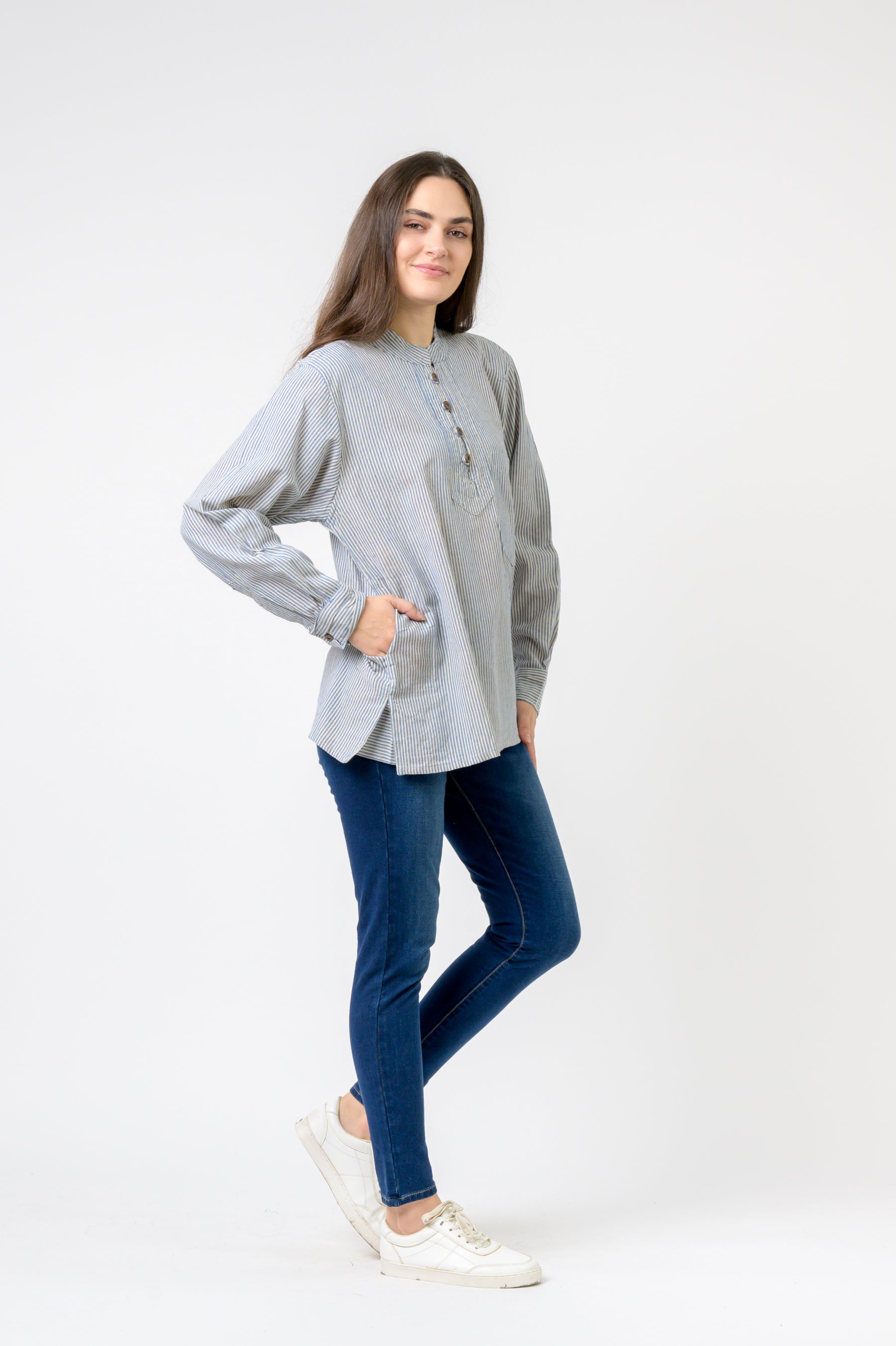 Rhea Striped Button & Pocket Shirt