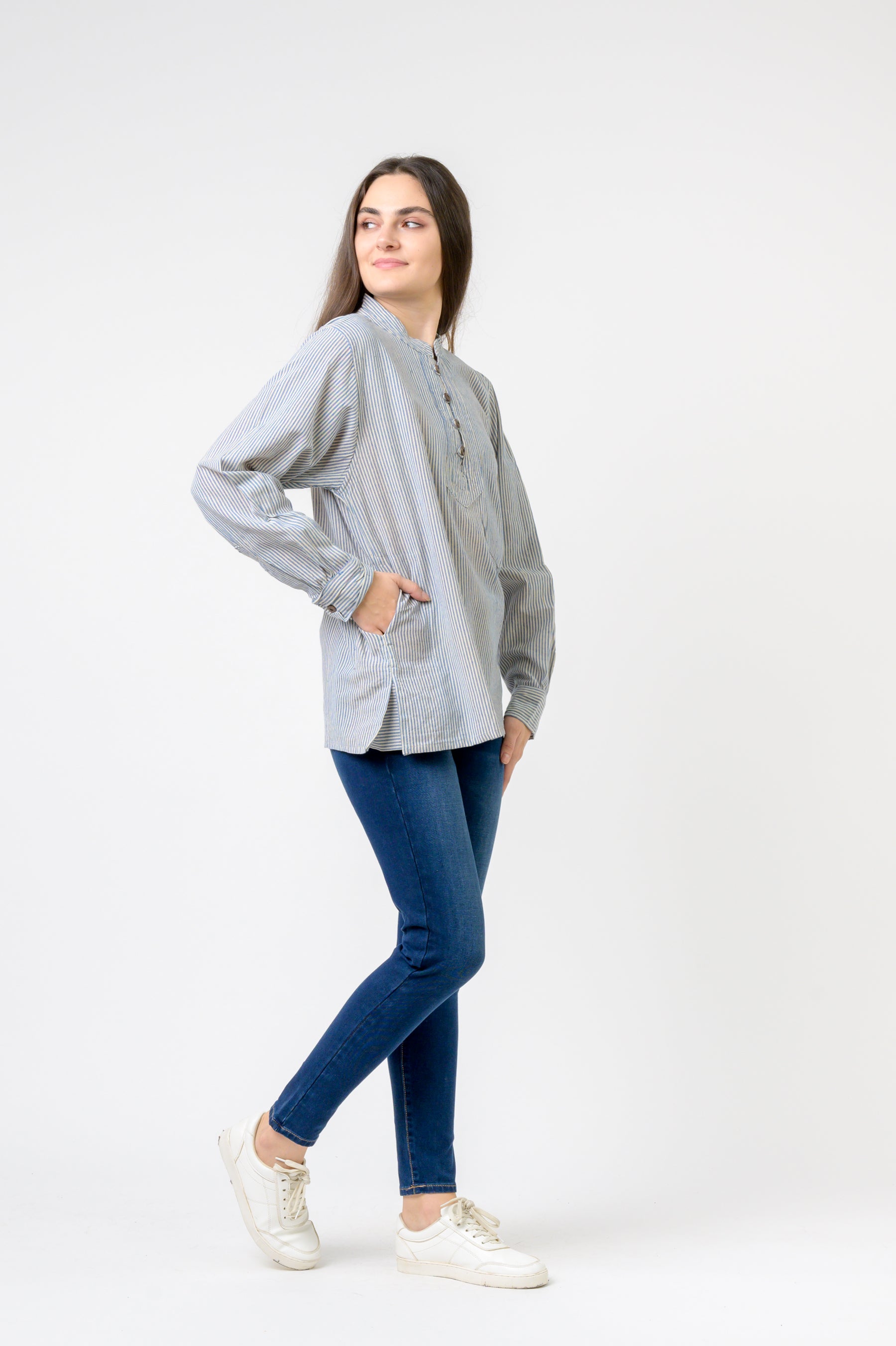 Rhea Striped Button & Pocket Shirt